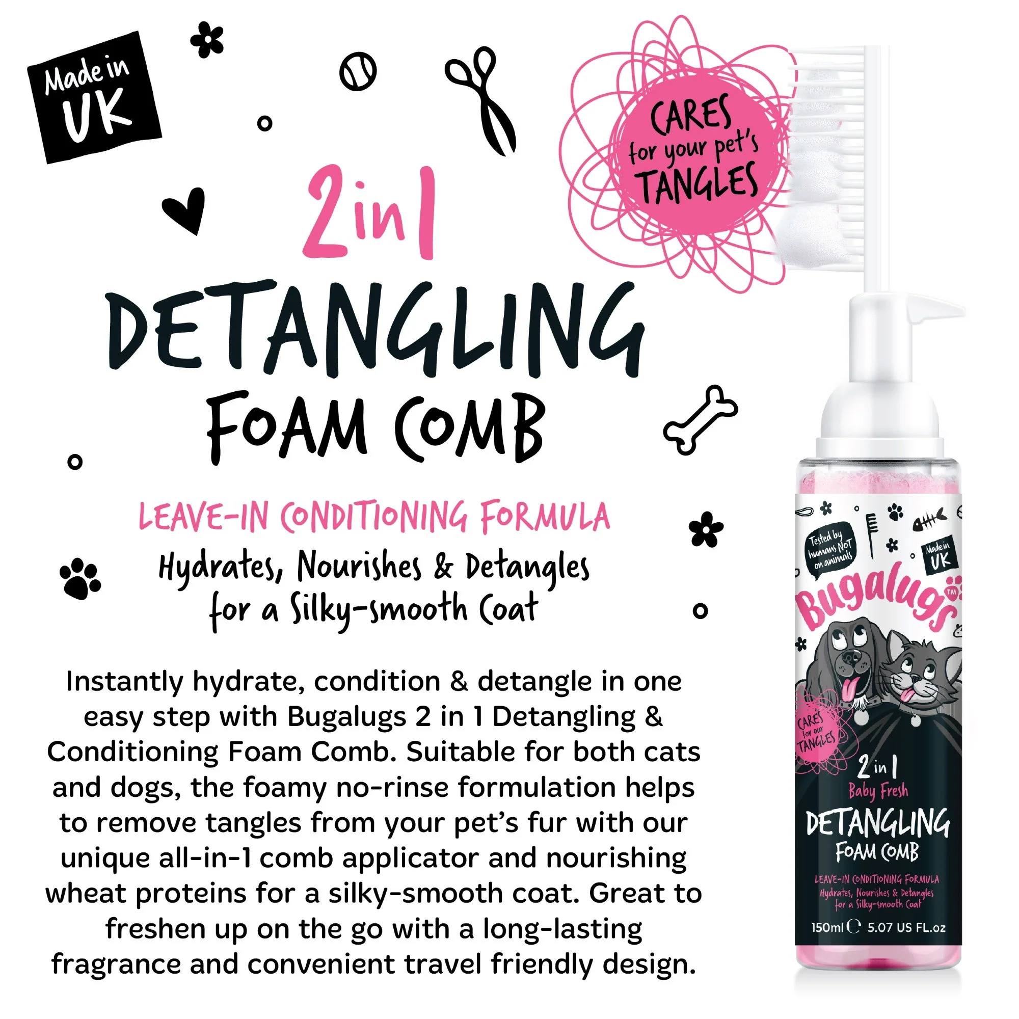 2 in 1 Detangle & Conditioning Foam Comb Baby Fresh 150ml - Image 3