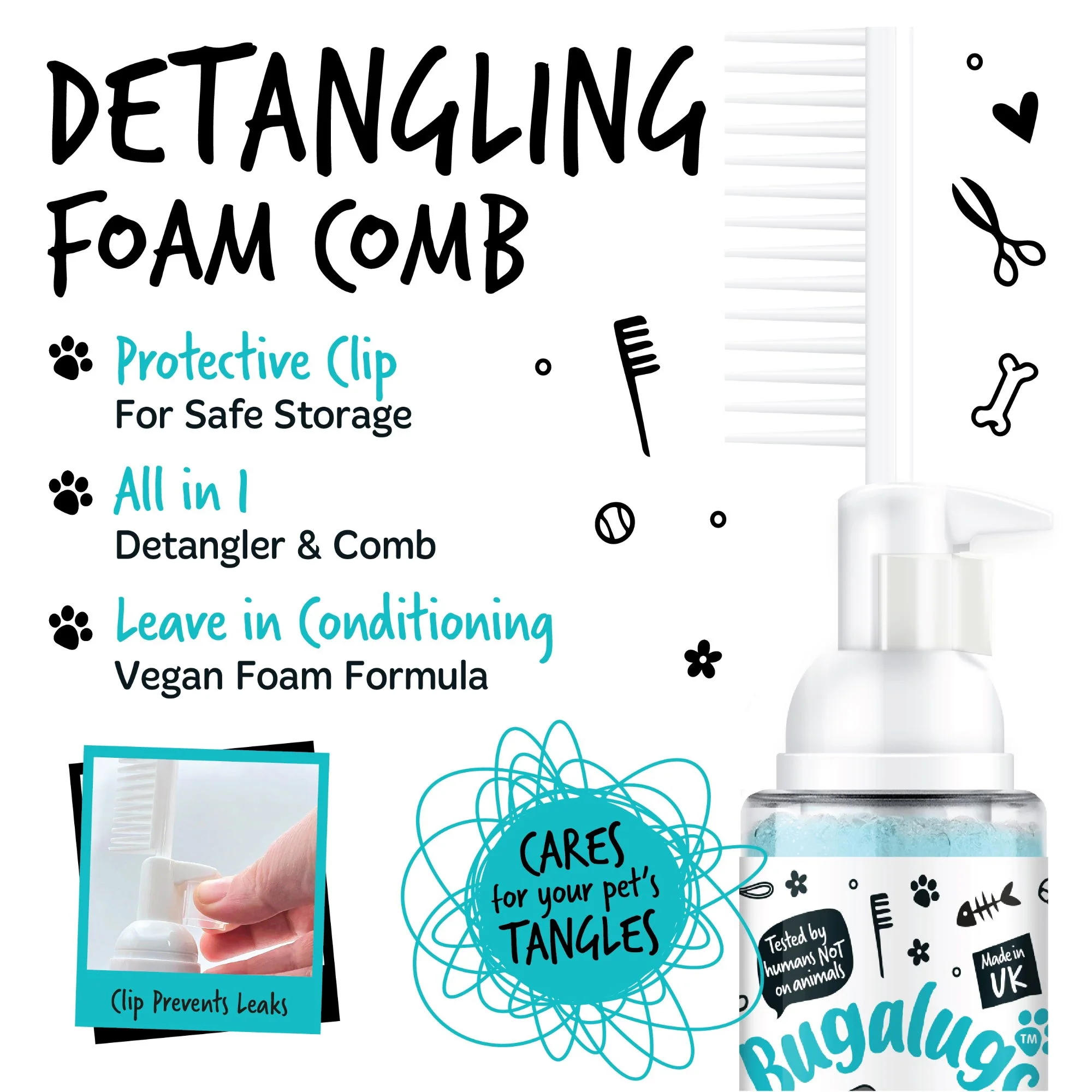 2 in 1 Detangle & Conditioning Foam Comb Fragrance Free 150ml - Image 3