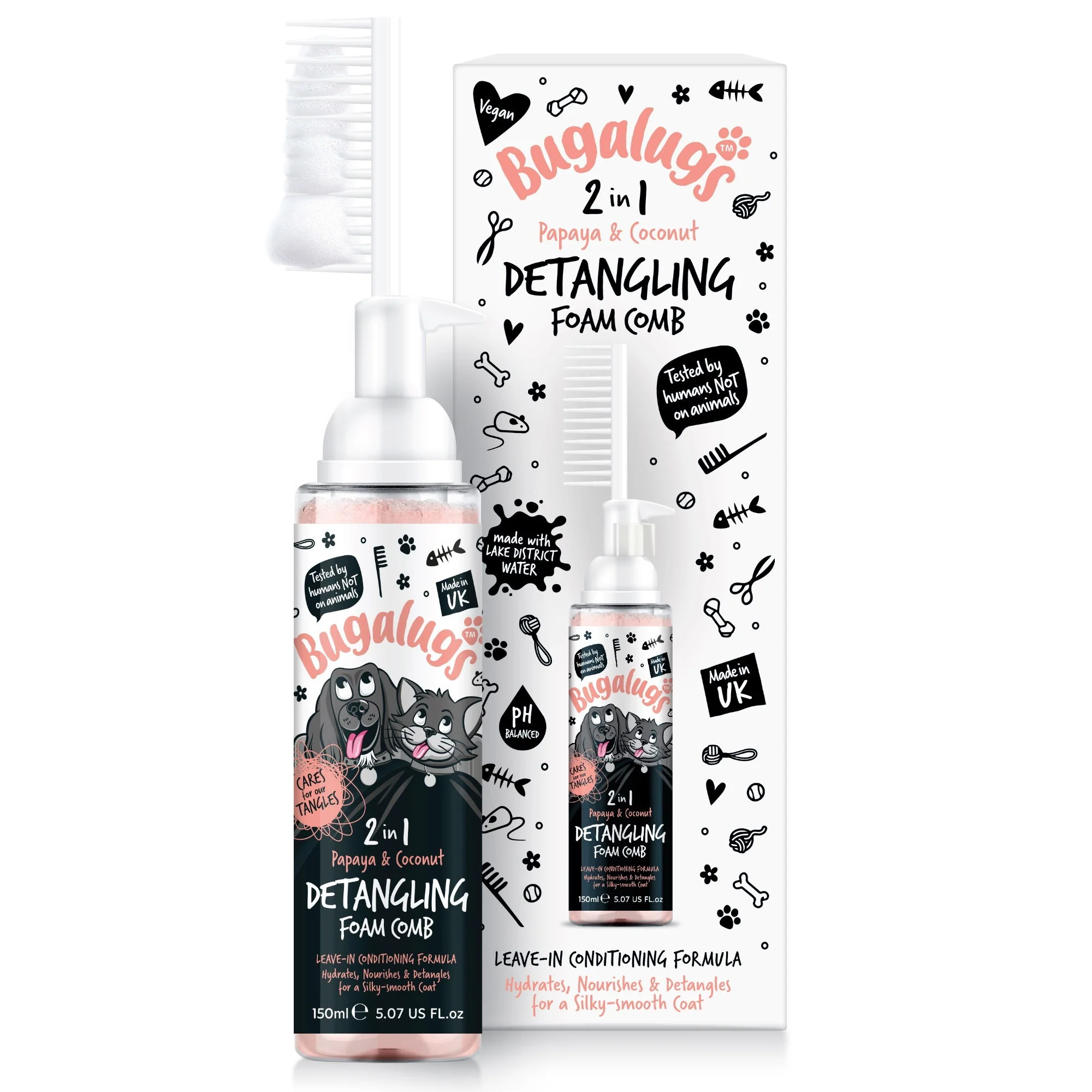 2 in 1 Detangle & Conditioning Foam Comb Papaya & Coconut 150ml