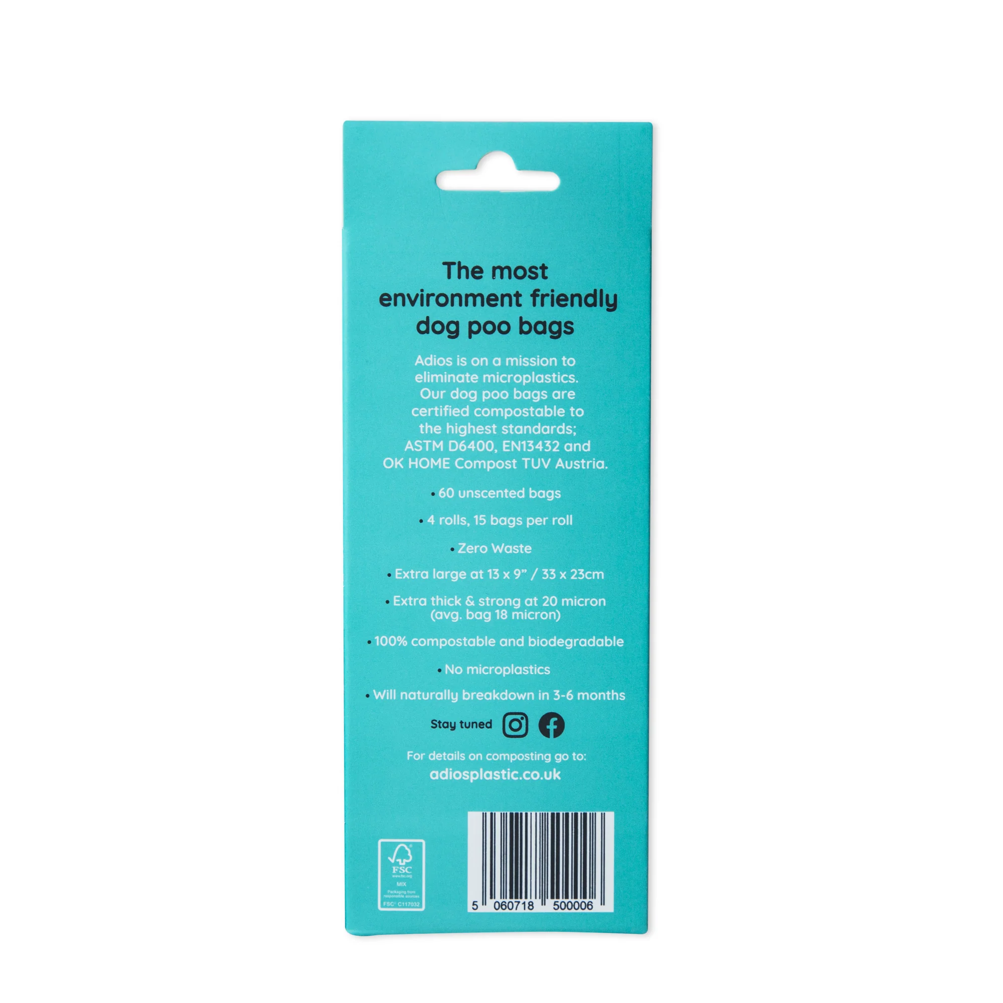 Adios Plastic Compstable Poo Bag Rainbow 4 x 15's - Image 2
