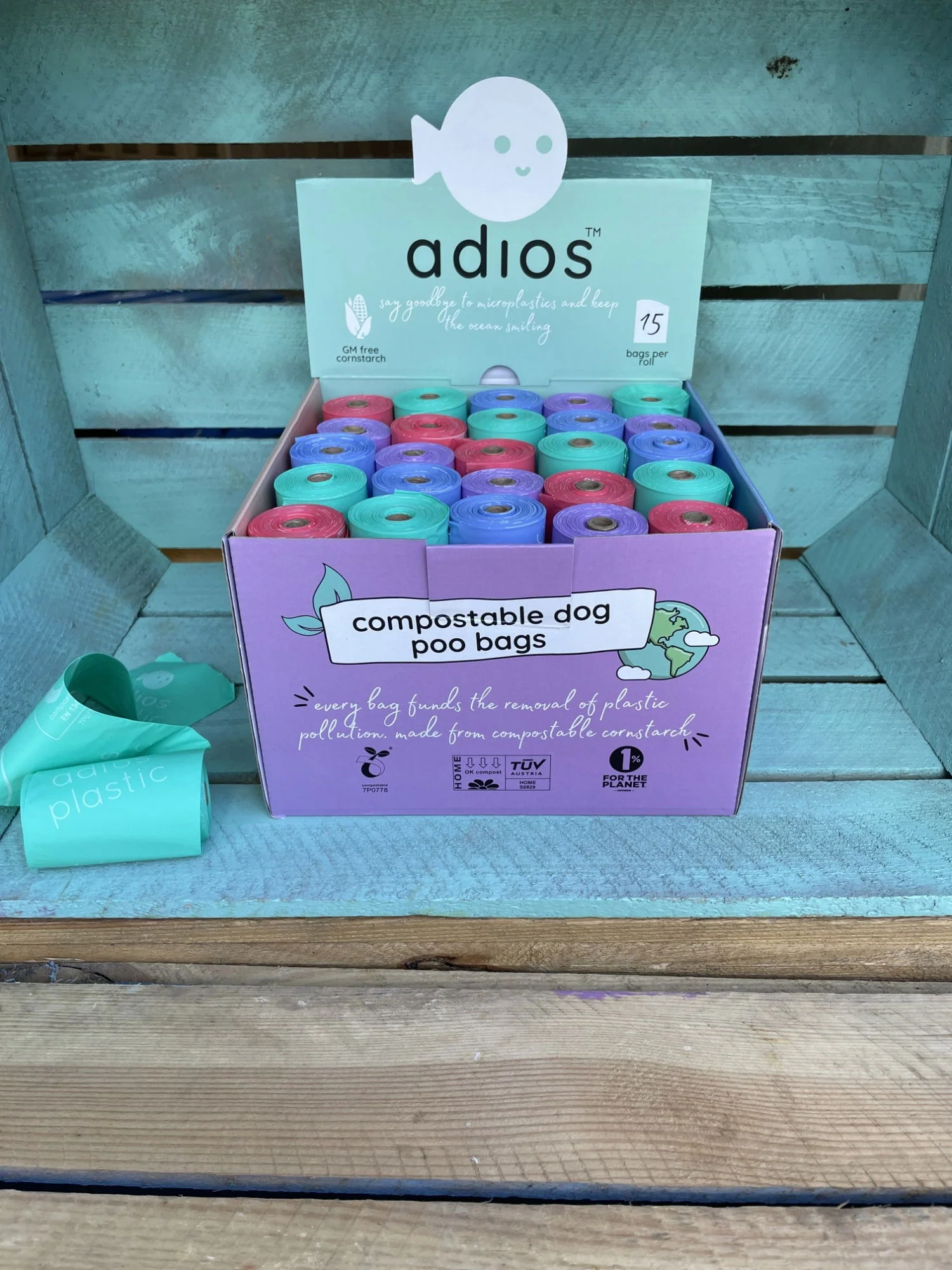 Adios Plastic POS Counter Top Unit includes 50 Rolls