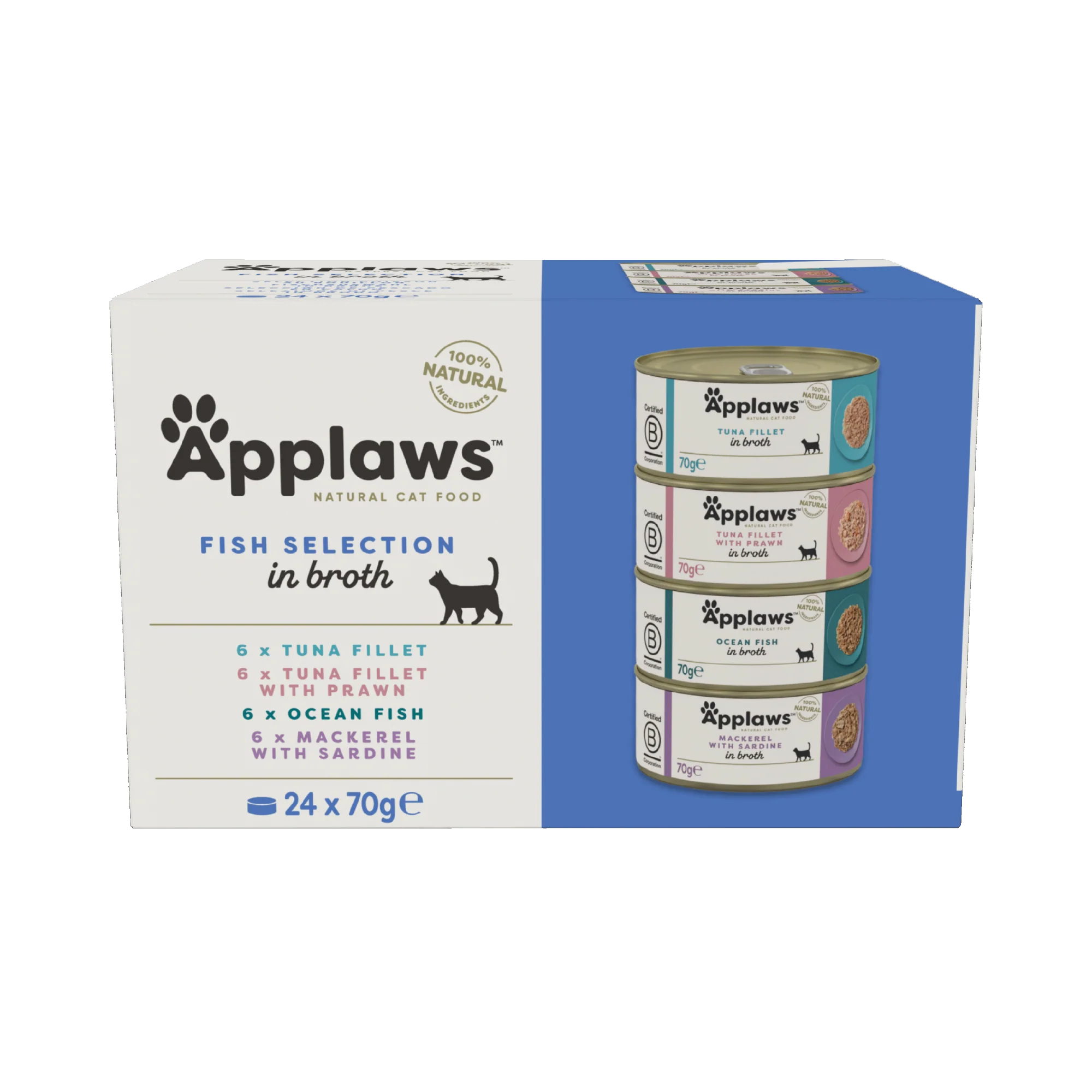 Applaws Cat Tin MP Fish Selection in Broth (24x70g)