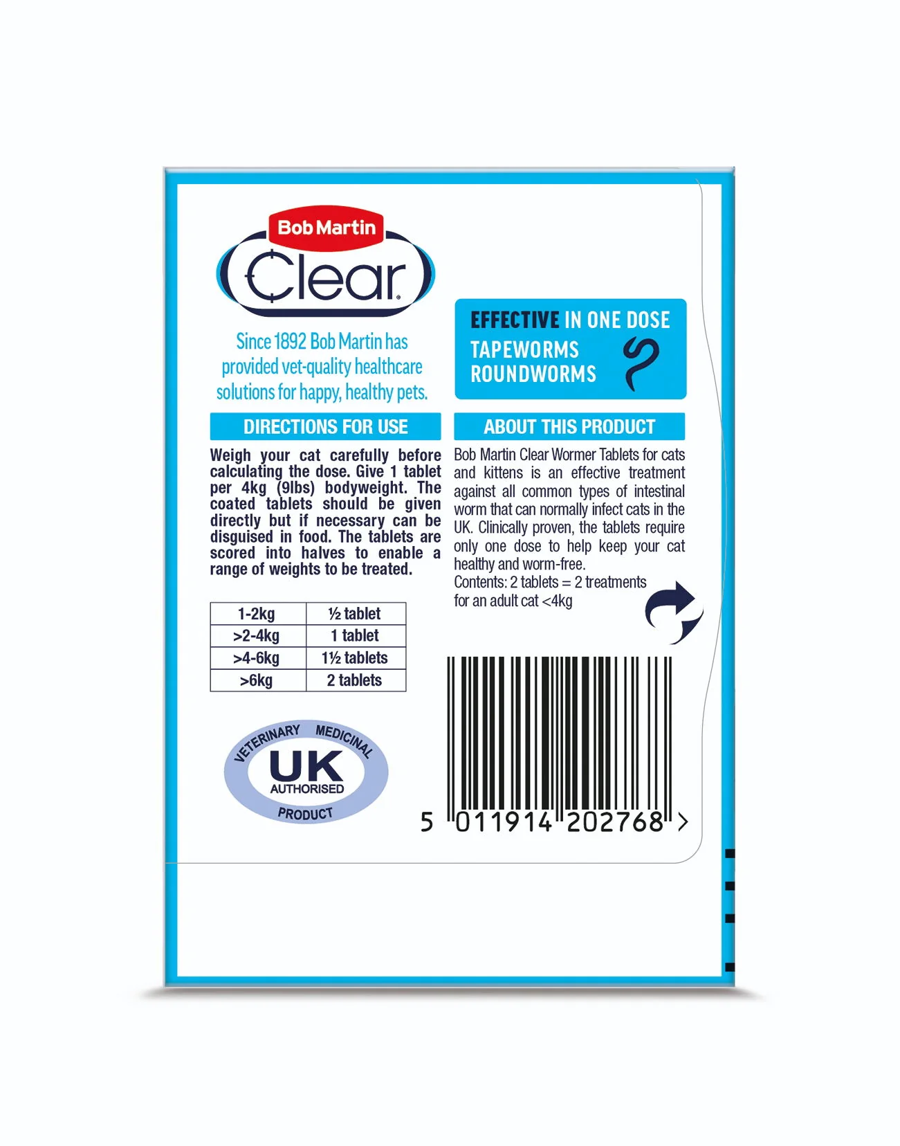 Bob Martin Dewormer Cat & Kitten 2in1  2tablets - Image 2