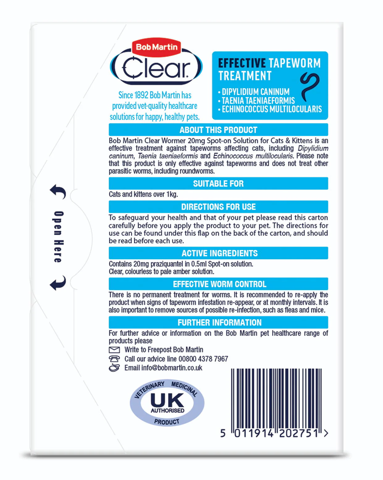 Bob Martin Dewormer Cat & Kitten Spot On 2 Tubes - Image 2