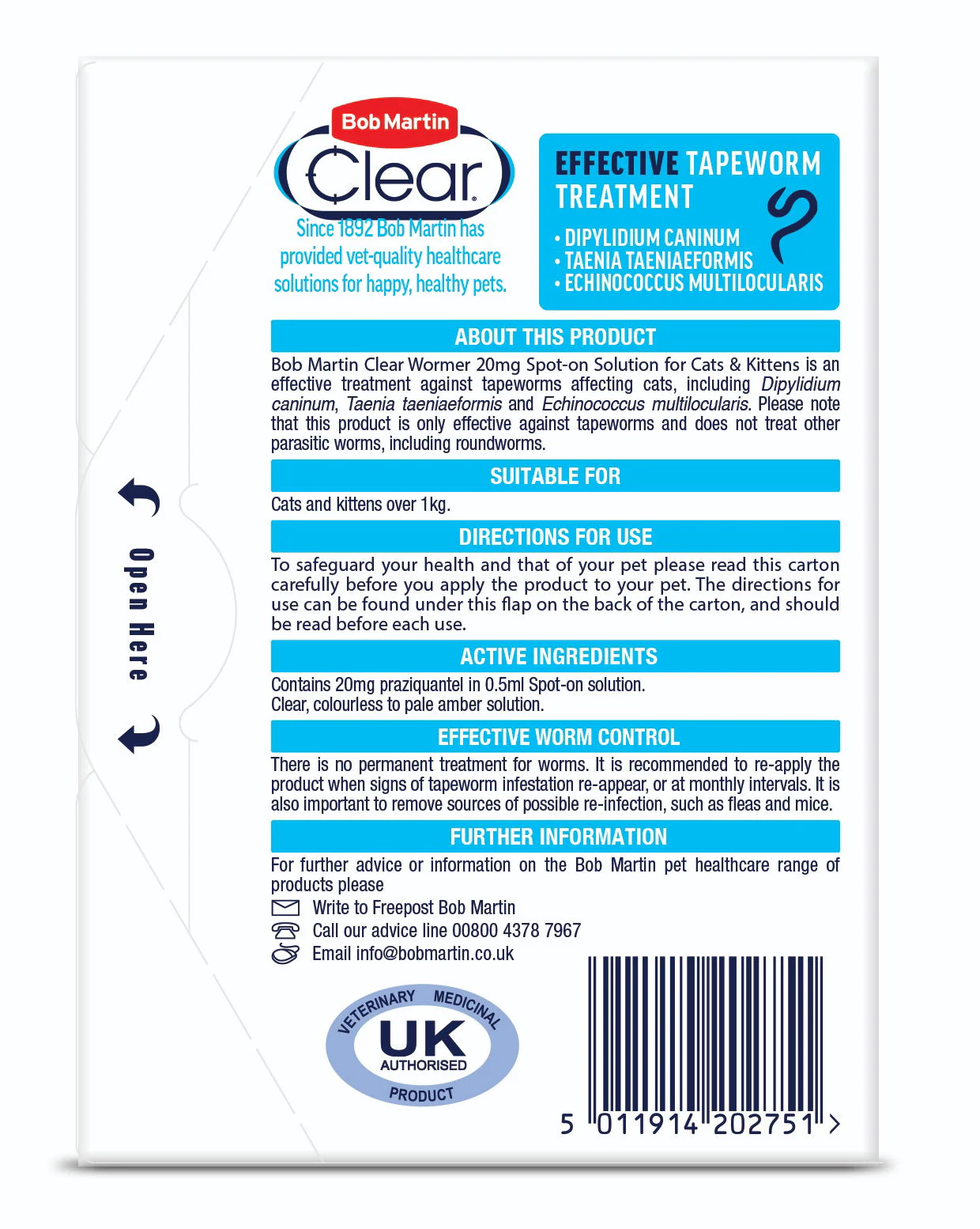Bob Martin Dewormer Cat & Kitten Spot On 4 Tubes - Image 2