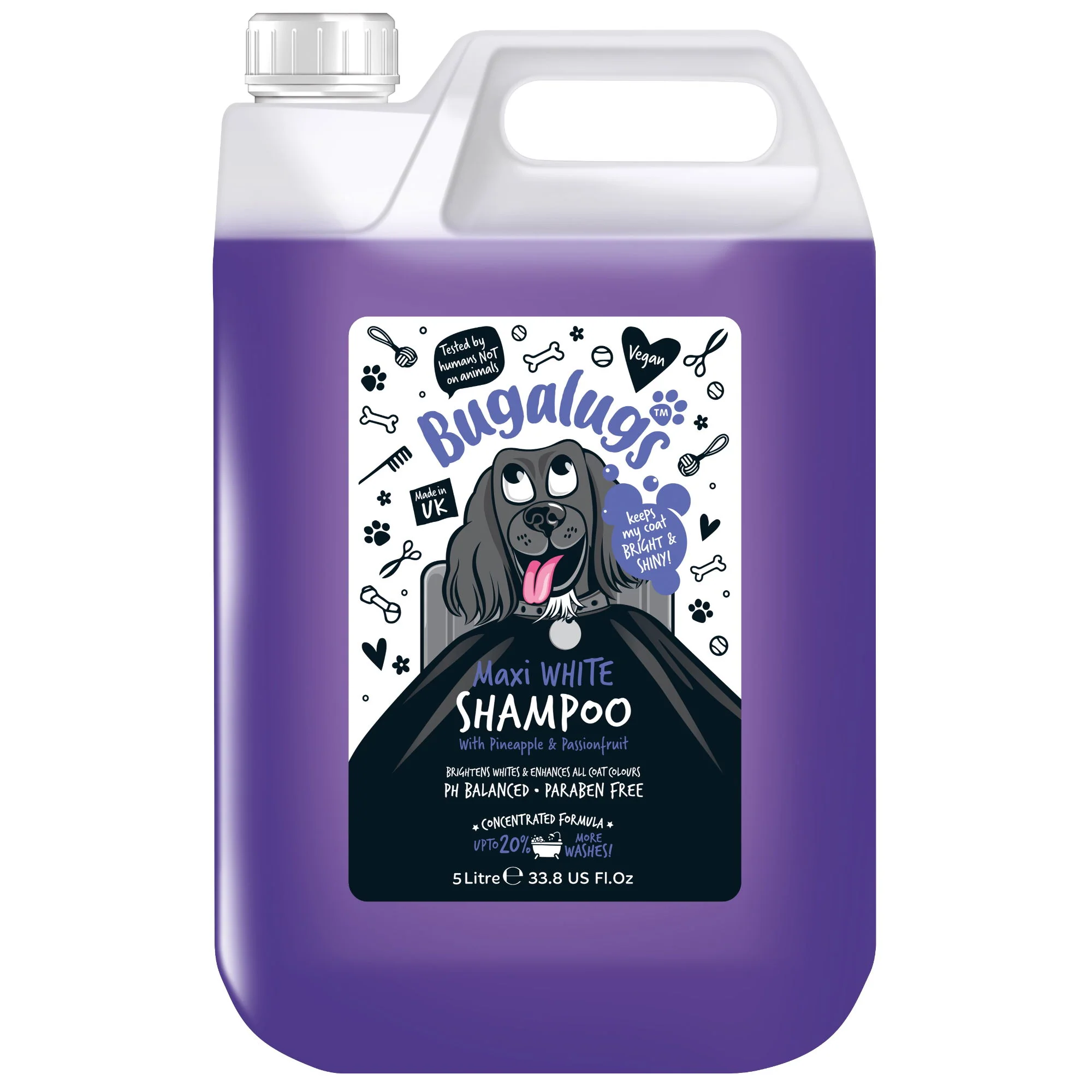 Bugalugs Maxi White Whitening Dog Shampoo  5 Litre
