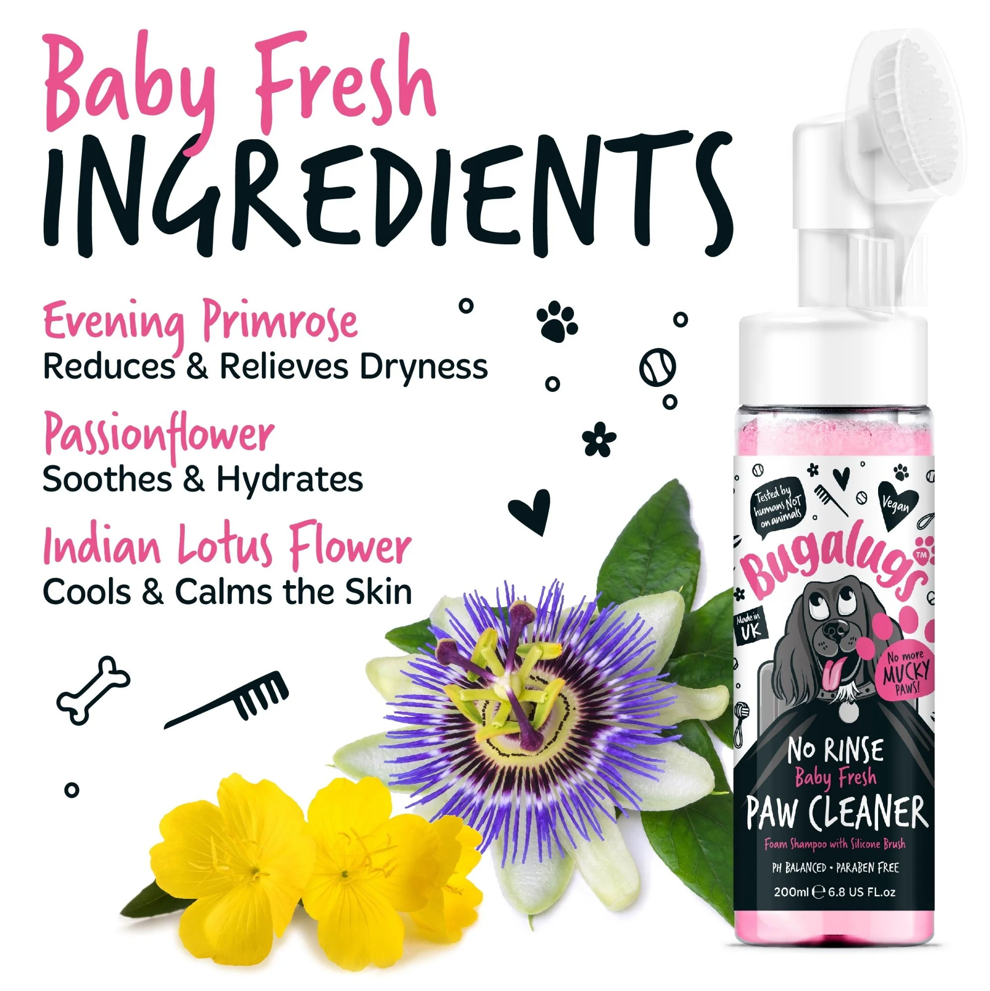 Bugalugs Paw Cleaner Foam Shampoo 200ml Baby Fresh - Image 3