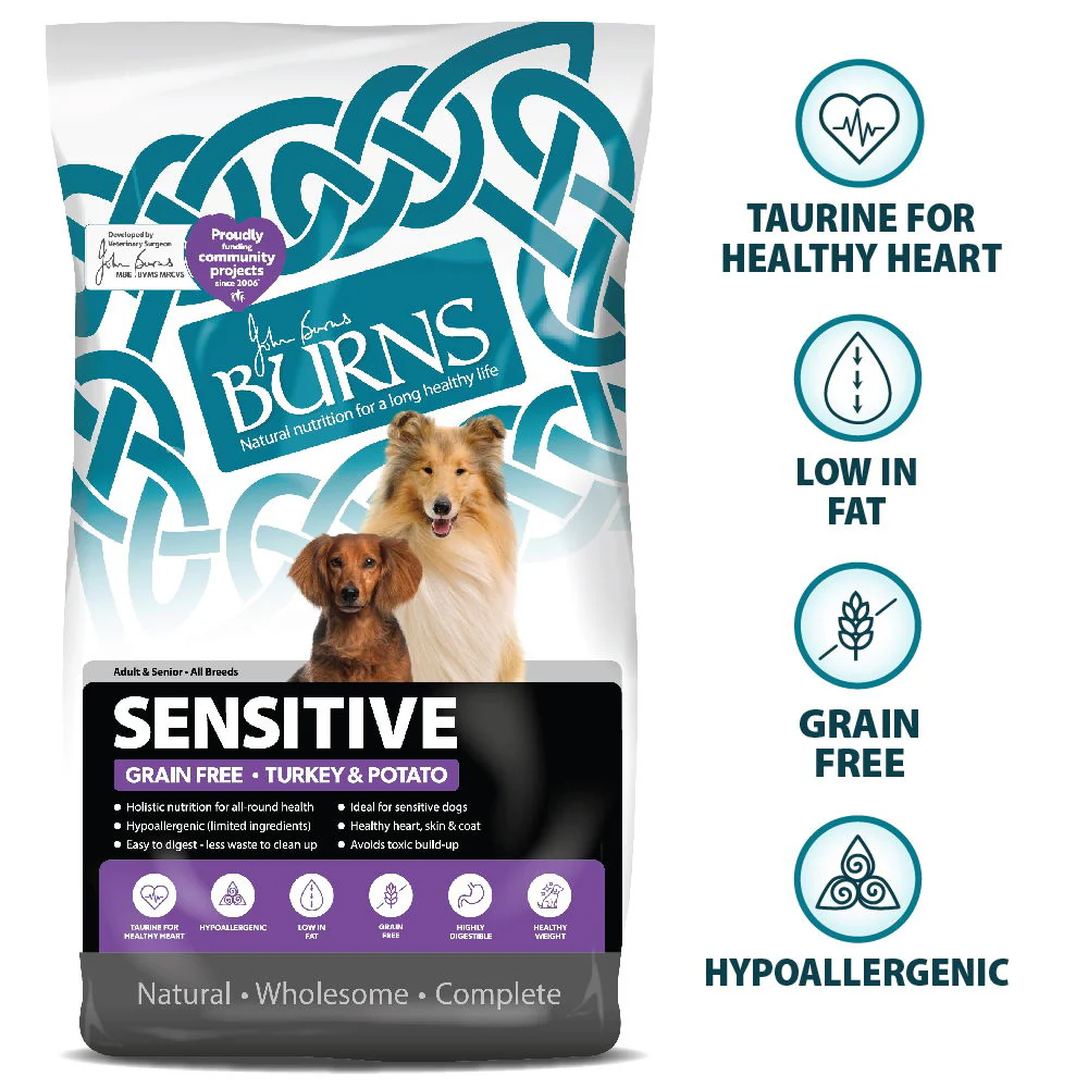 Burns Sensitive Grain Free Adult & Senior Dry Dog Food Turkey & Potato 6kg - Image 2