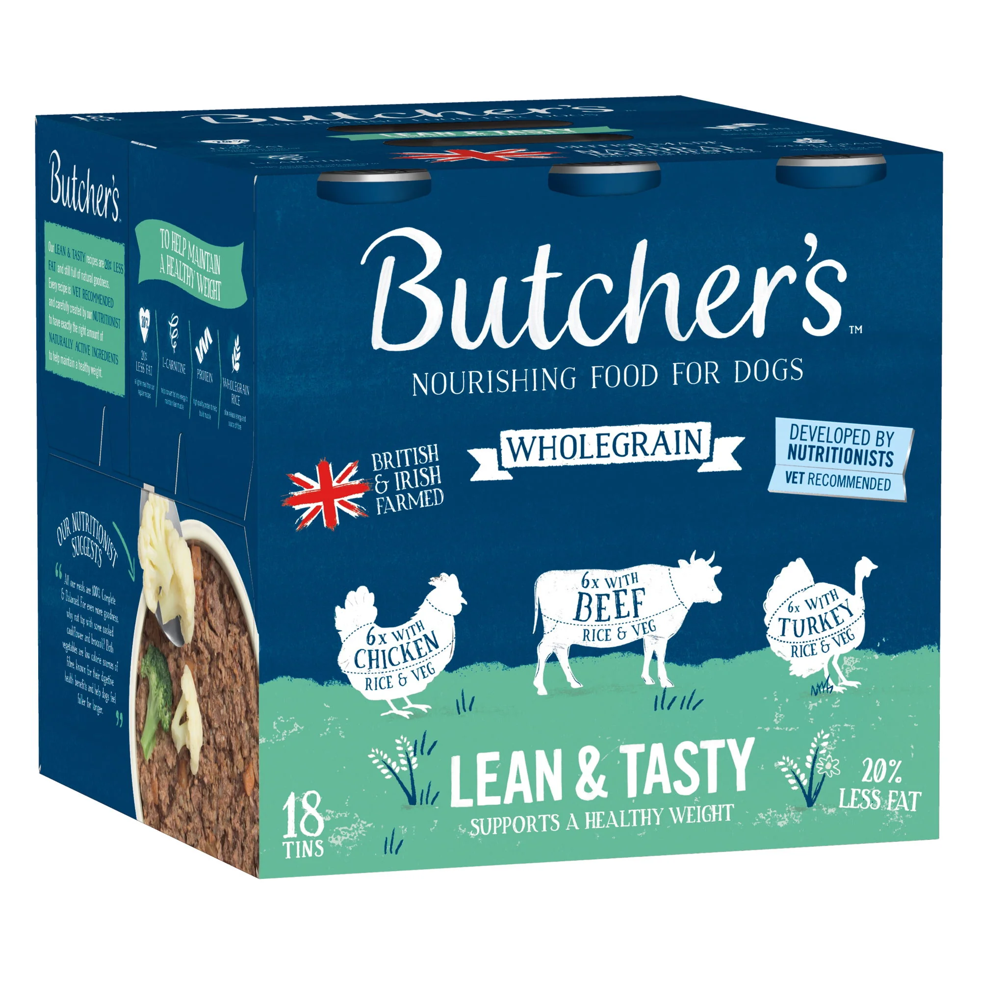 Butcher's Lean & Tasty Low Fat Dog Food Cans 18x390g