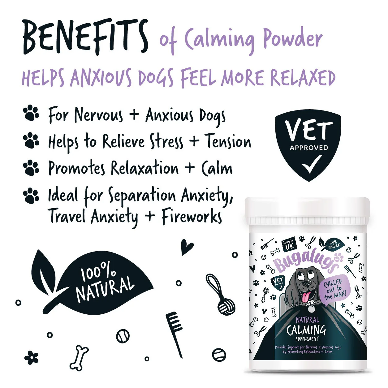 Calming Powder Supplement 200g Pot with spoon - Image 2