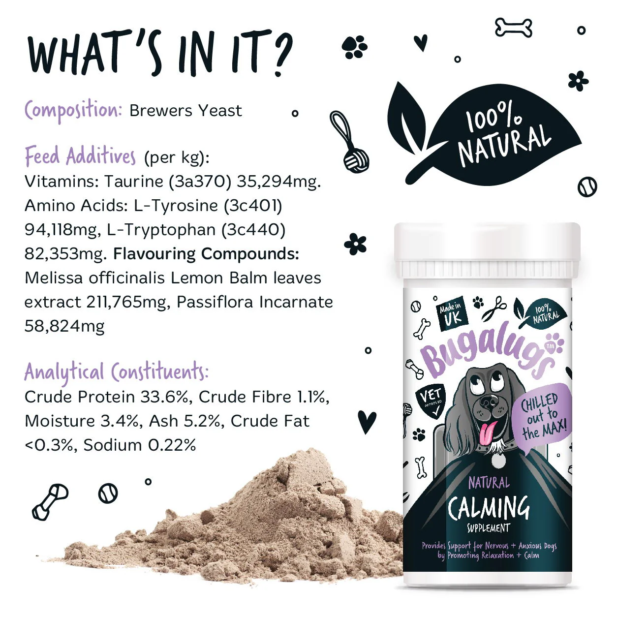 Calming Powder Supplement 80g Pot with spoon - Image 3