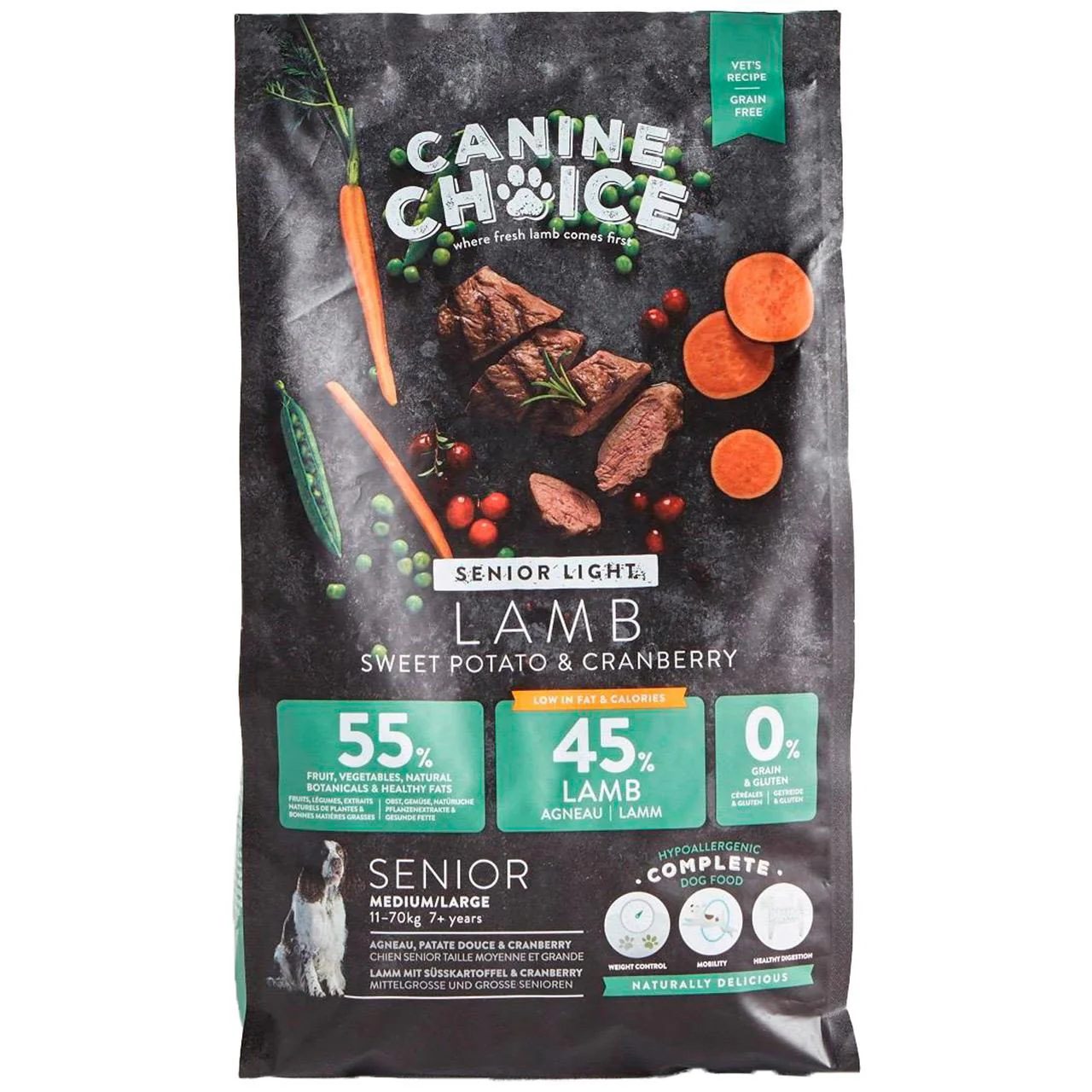 Canine Choice Spr Premium Gf Lt Med&lrg Senior Dry Lamb 12kg - Image 3