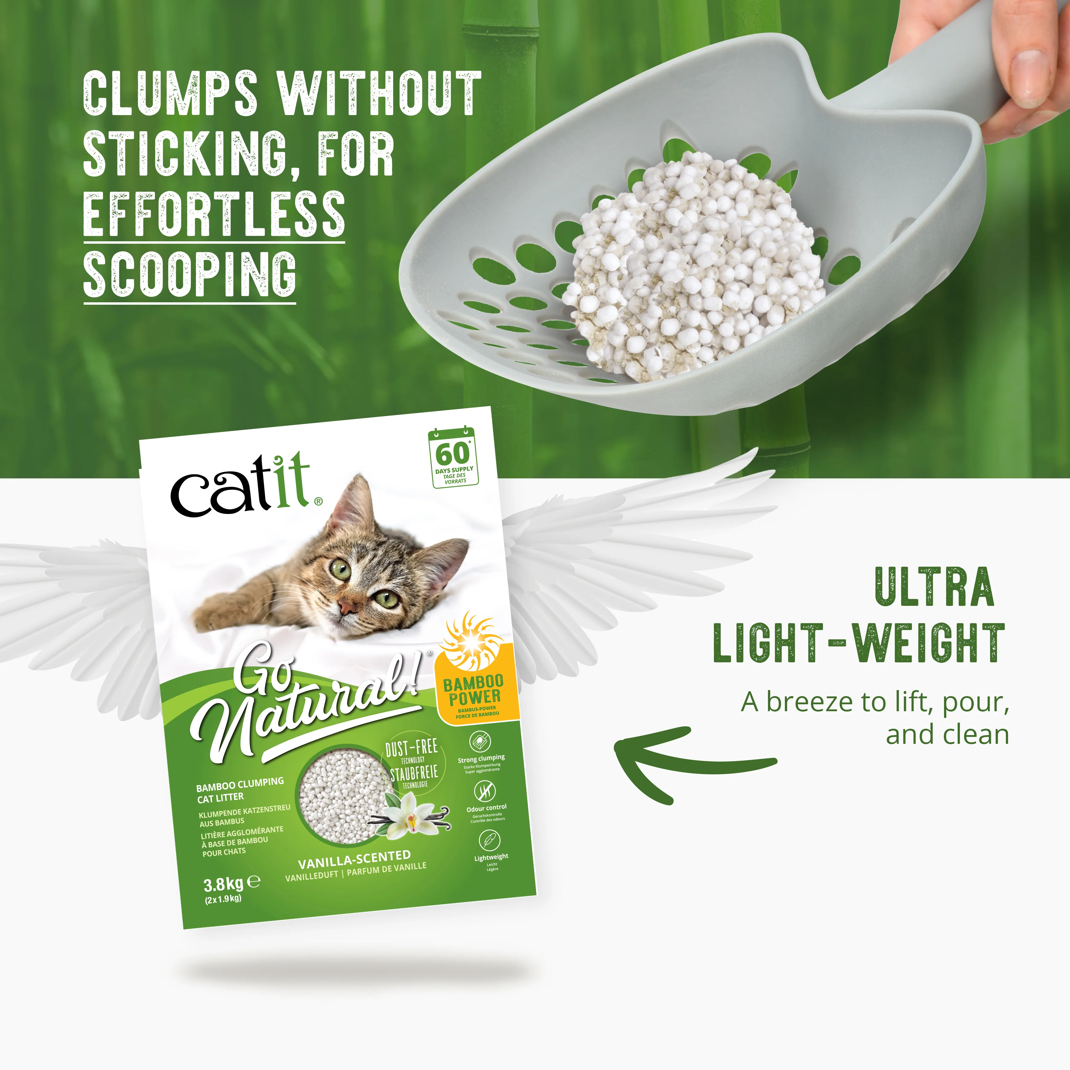 Catit Go Natural Bamboo Litter Vanil 1.4kg - Image 2