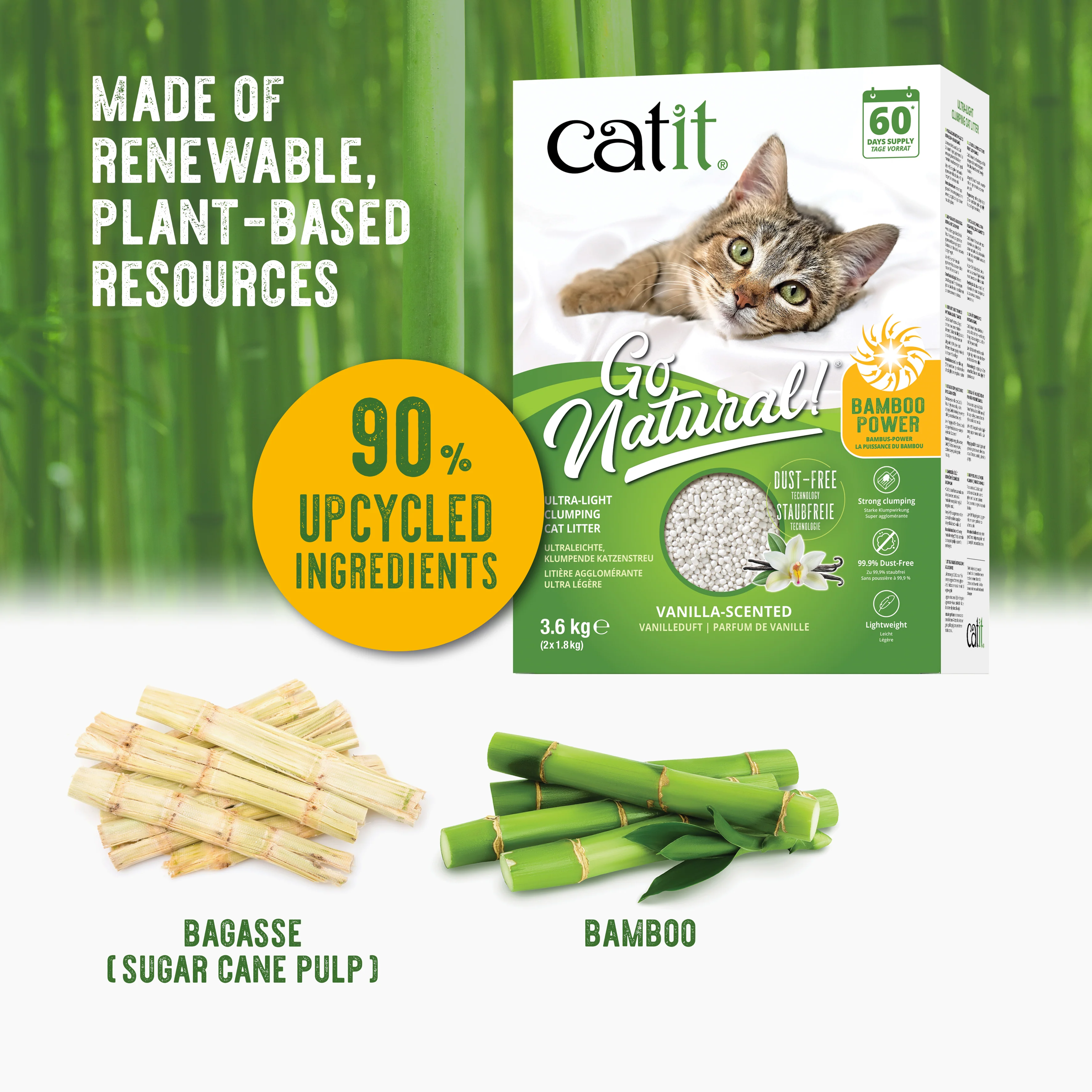 Catit Go Natural Bamboo Litter Vanil 1.4kg - Image 3