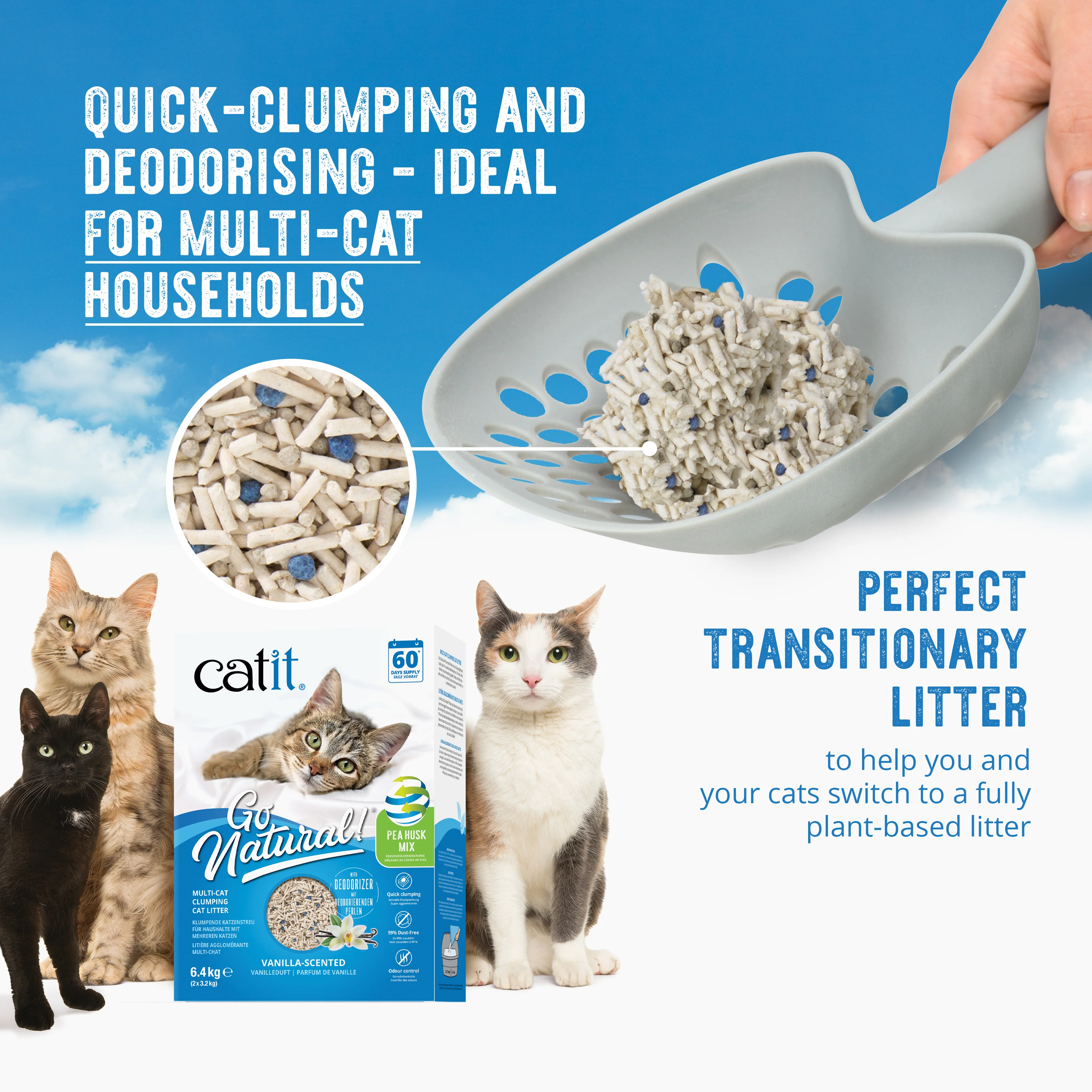 Catit Go Natural Pea Husk Litter Mix Vanilla 6.4kg - Image 3