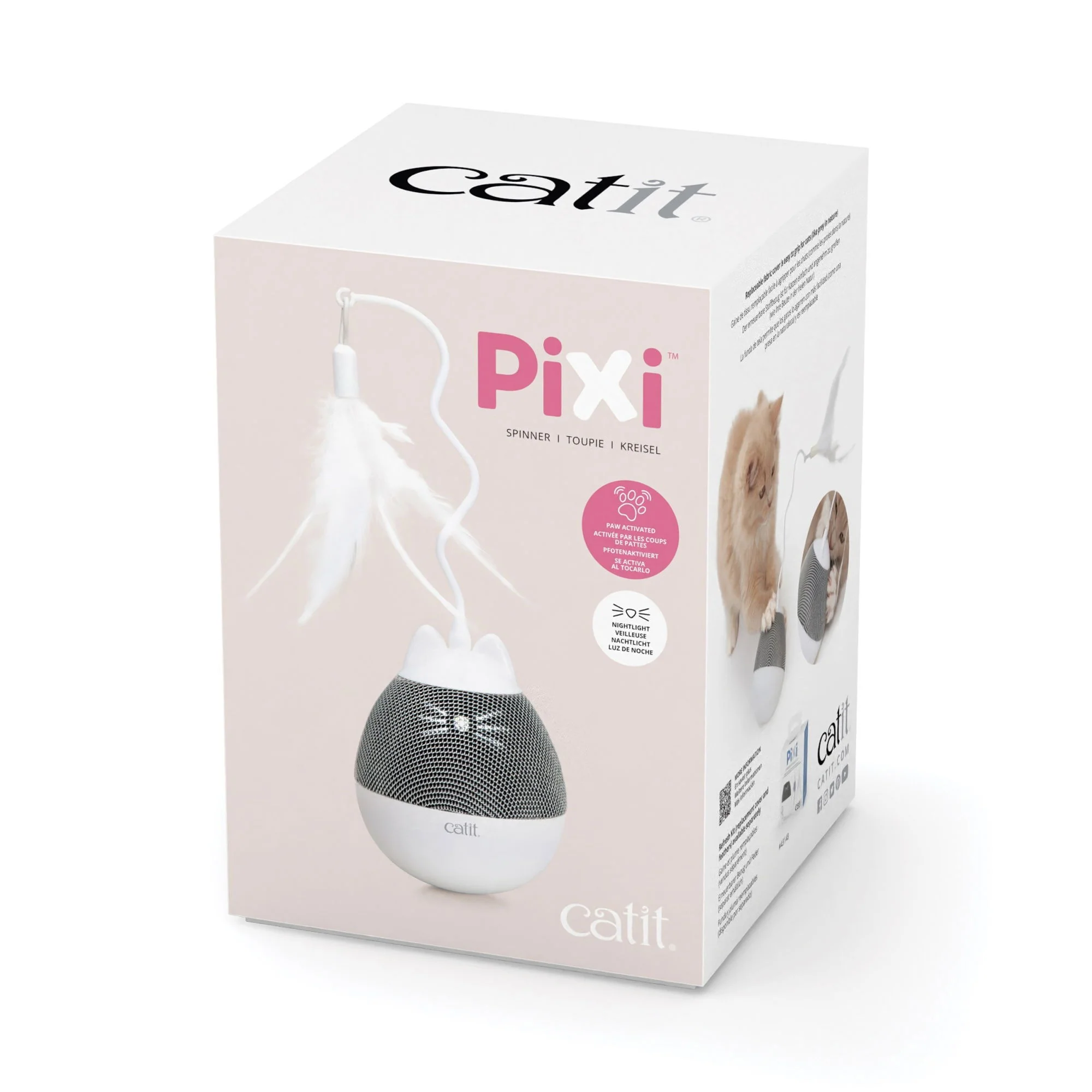 Catit Pixi Spinner Electronic Cat Toy White & Grey - Image 3