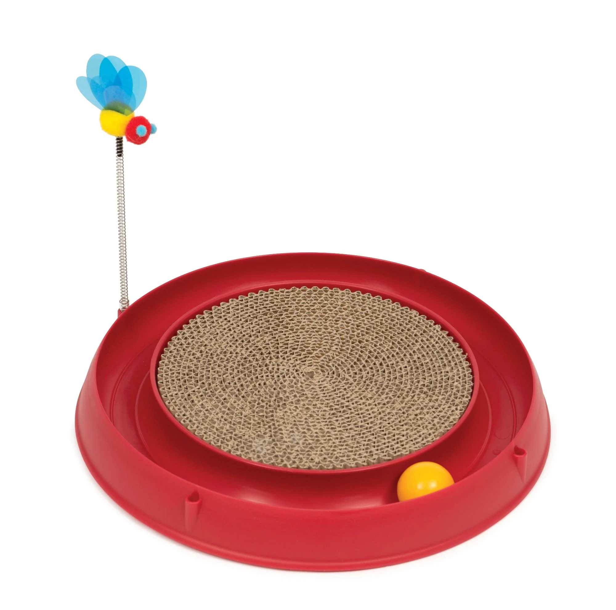 Catit Play Circuit Ball Toy With Scratcher Red - Image 2