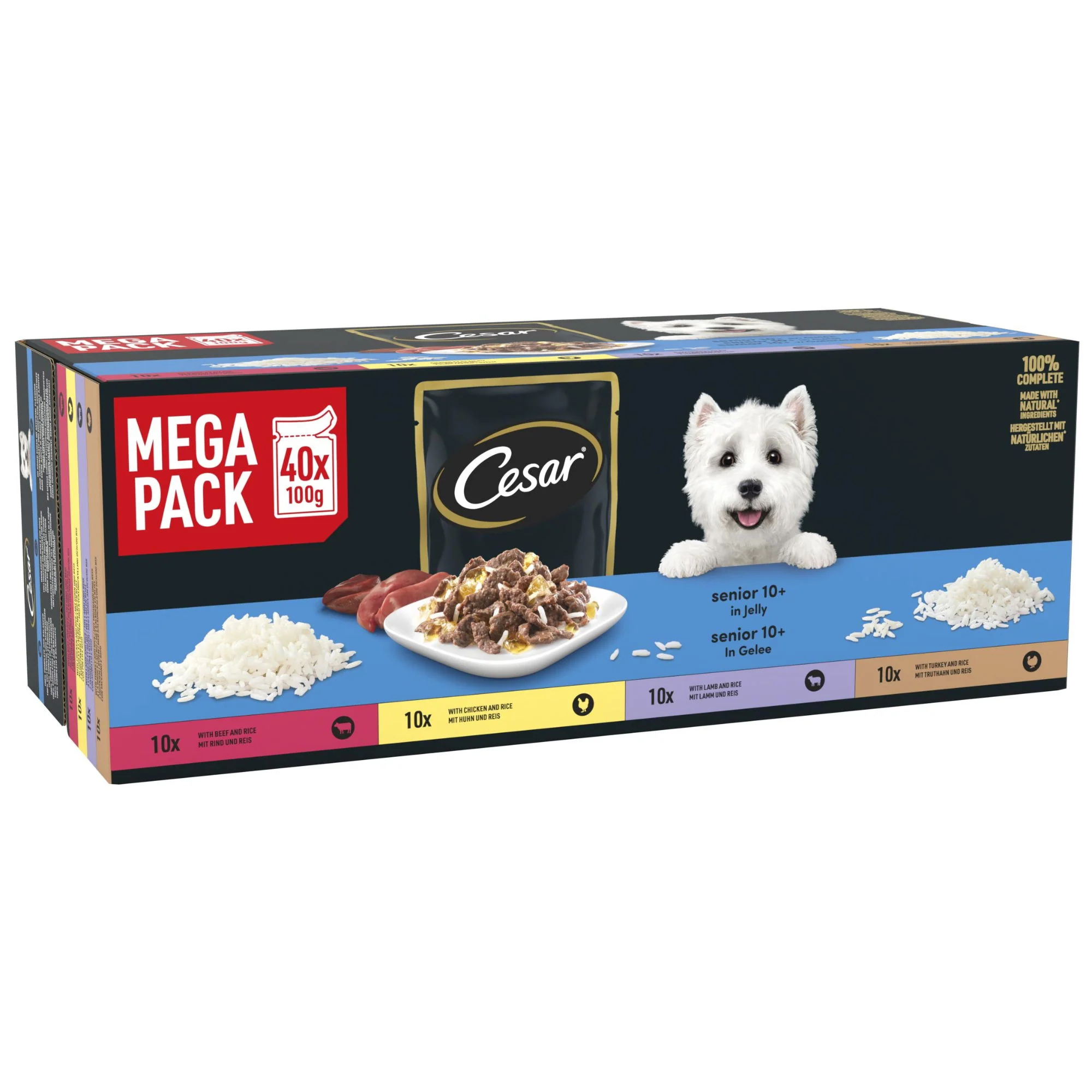 CESAR Selection Senior Wet Dog Food Mixed Selection in Jelly 40x100g Pouch