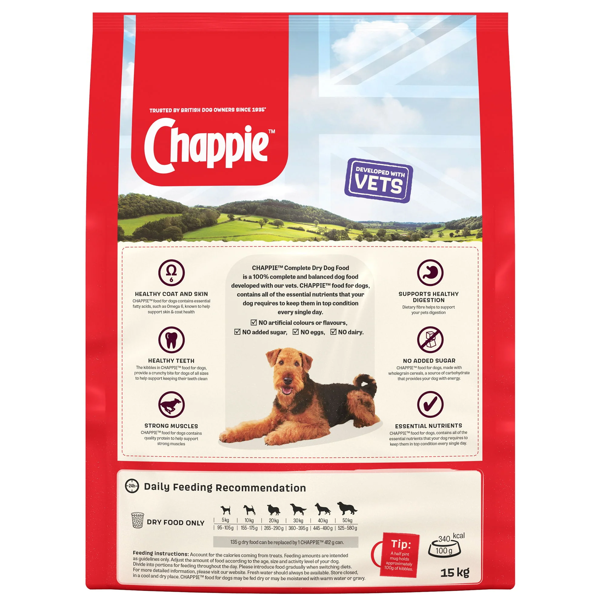 Chappie Complete Adult Dry Dog Food Beef & Wholegrain Cereal 15kg - Image 3
