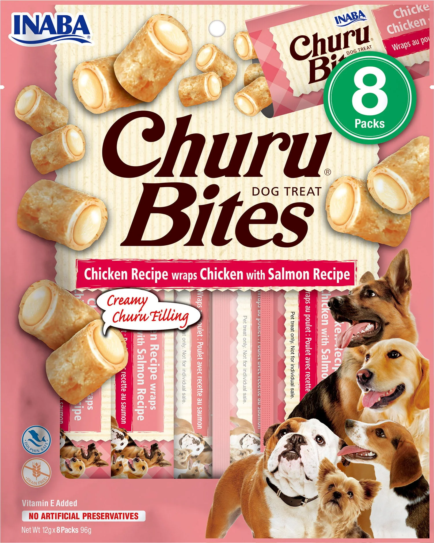 Churu Bites 8 Pack Chicken Recipe wraps Chicken with Salmon Recipe