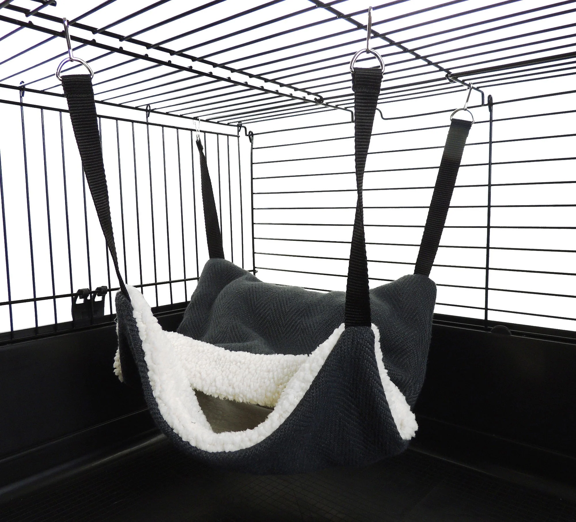 Classic Fluffy Lined Hammock With Pouch: Grey Weave - Image 3