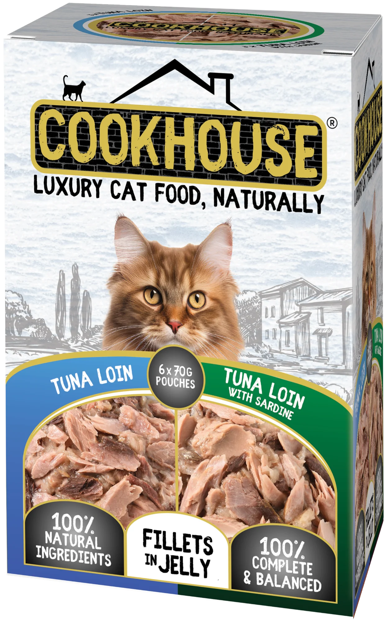 COOKHOUSE Luxury Cat Food - Fillets in Jelly - Tuna Loin with Sardine 6 x 70g