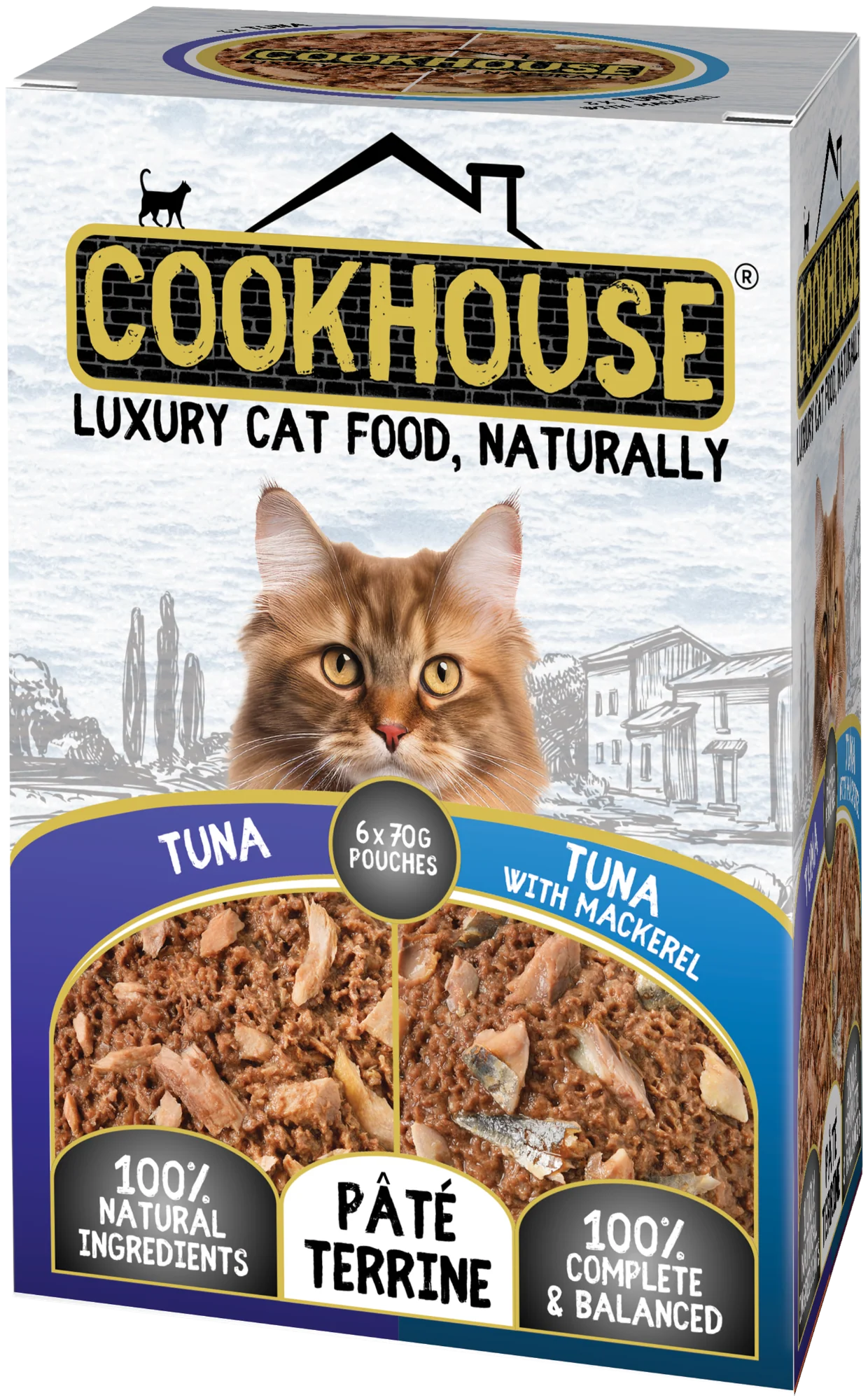 COOKHOUSE Luxury Cat Food - Terrines - Tuna with Mackerel - 6 x 70g