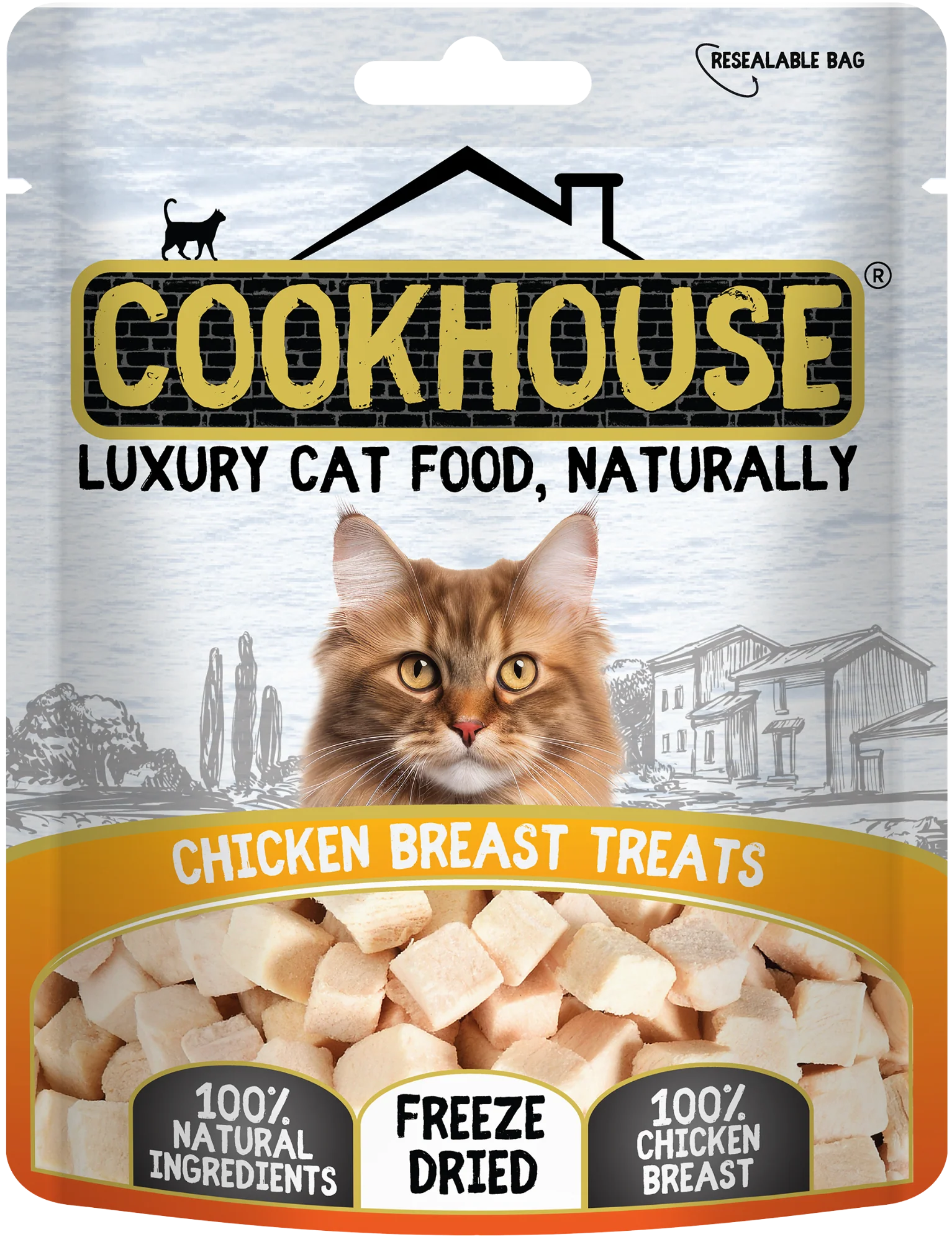 COOKHOUSE Luxury Cat Treats - Freeze Dried - 100% Chicken Breast