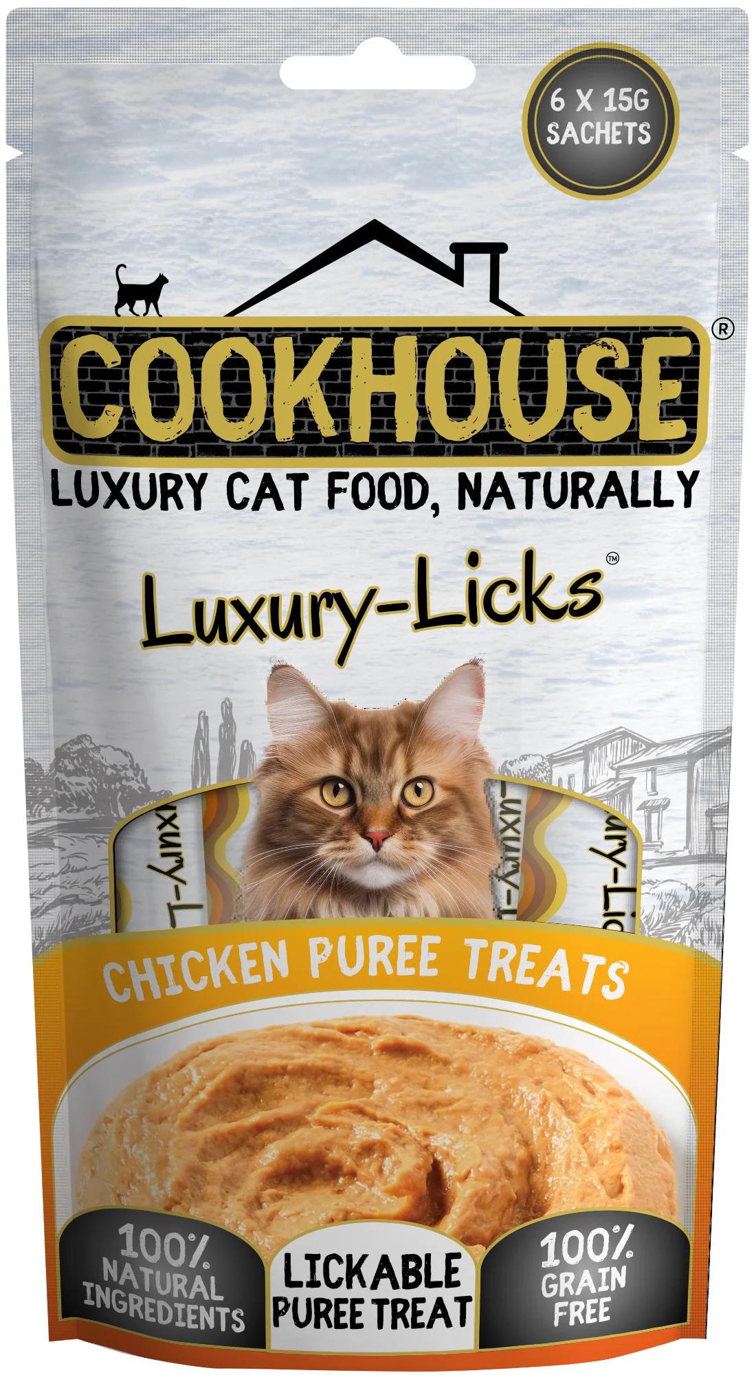 COOKHOUSE Luxury Cat Treats - Luxury Licks Puree - Chicken
