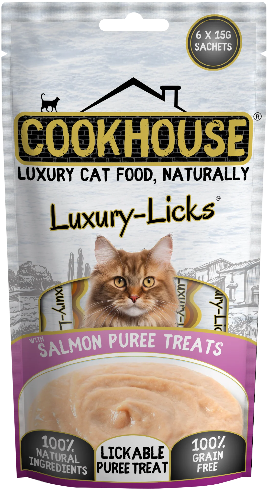 COOKHOUSE Luxury Cat Treats - Luxury Licks Puree - Salmon