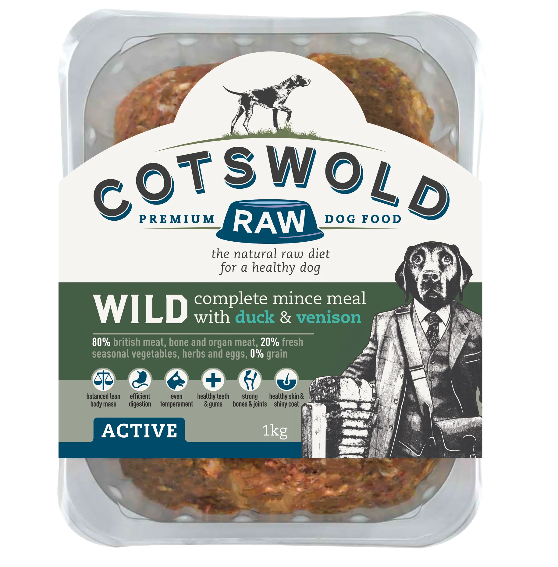Cotswold Raw Working Dog Active Wild Duck and Venison Mince 1kg