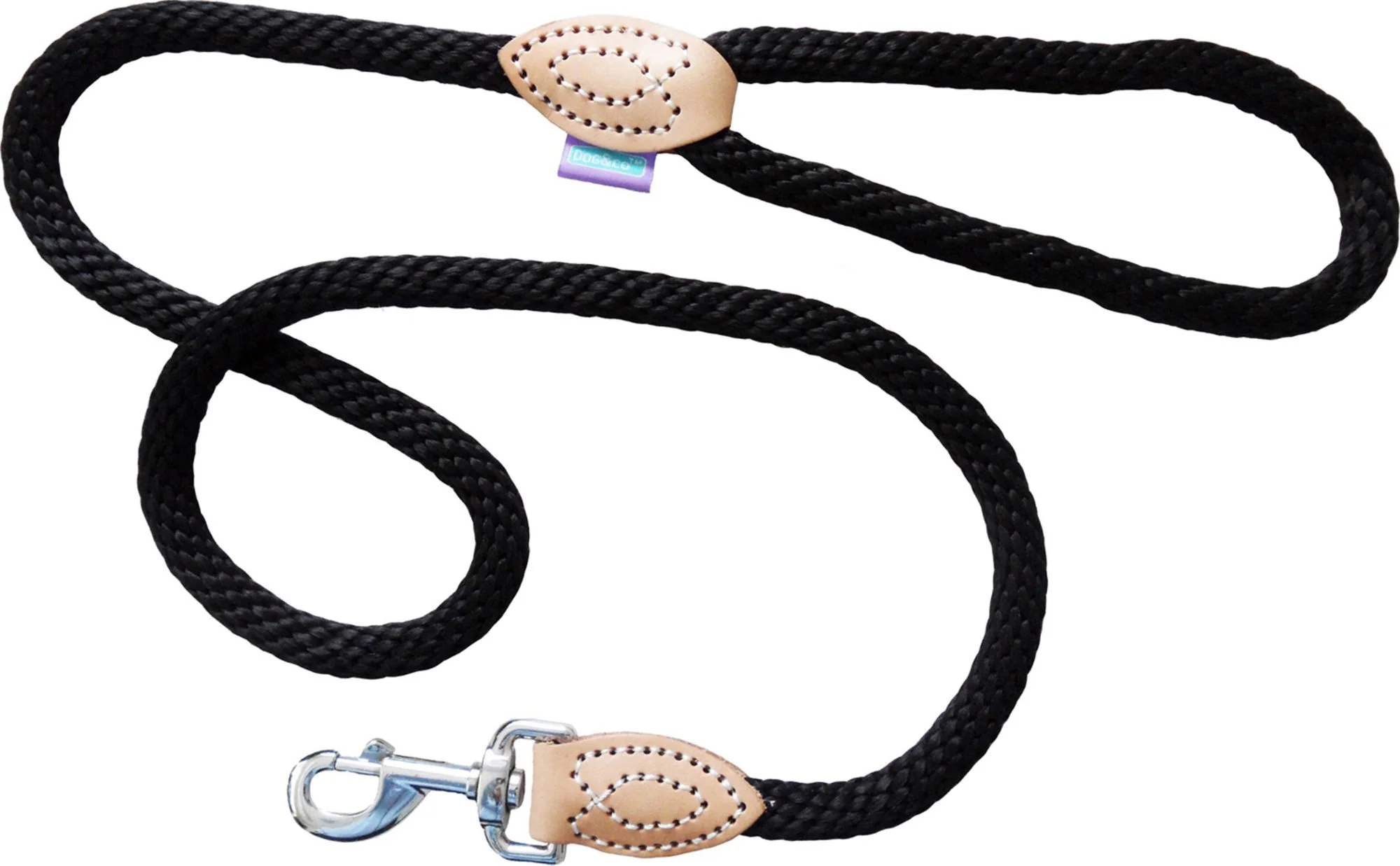 Dog&Co Supersoft Rope Slip Lead Black 8mm X60"