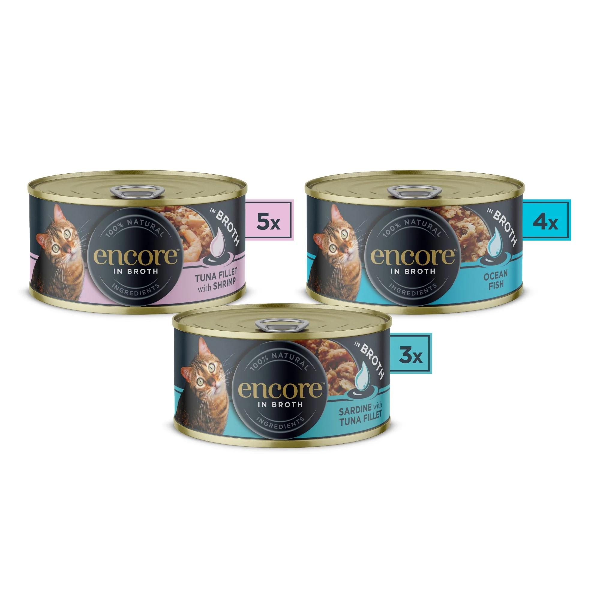 Encore Adult Wet Cat Food Fish Selection in Broth 12x70g - Image 3