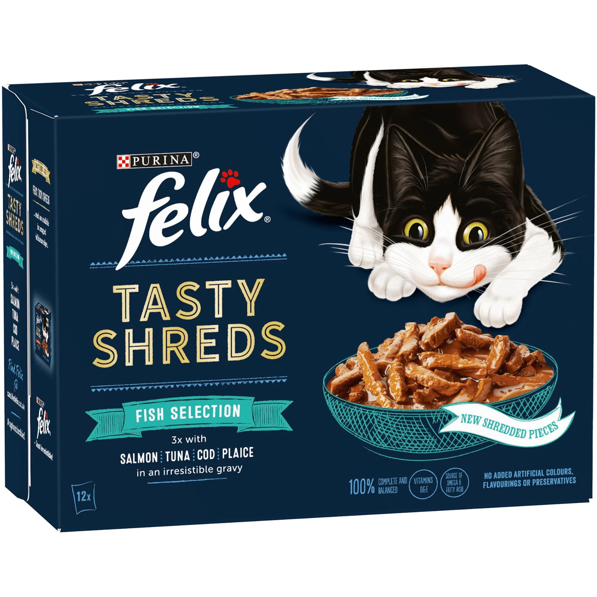 Felix Tasty Shreds Fish Selection In Gravy 12x80g