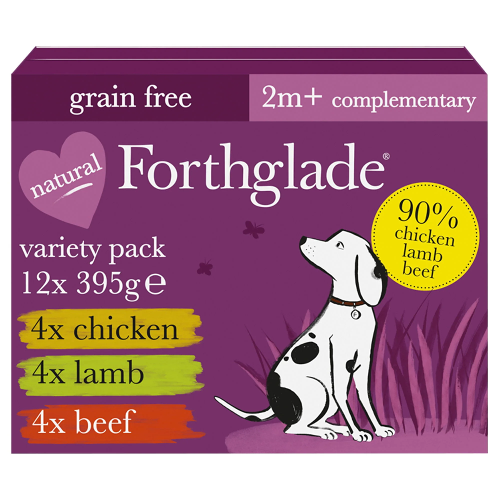 Forthglade Adt GF Multicase Just 90% Chk Lmb & Bf 12x395g - Image 2