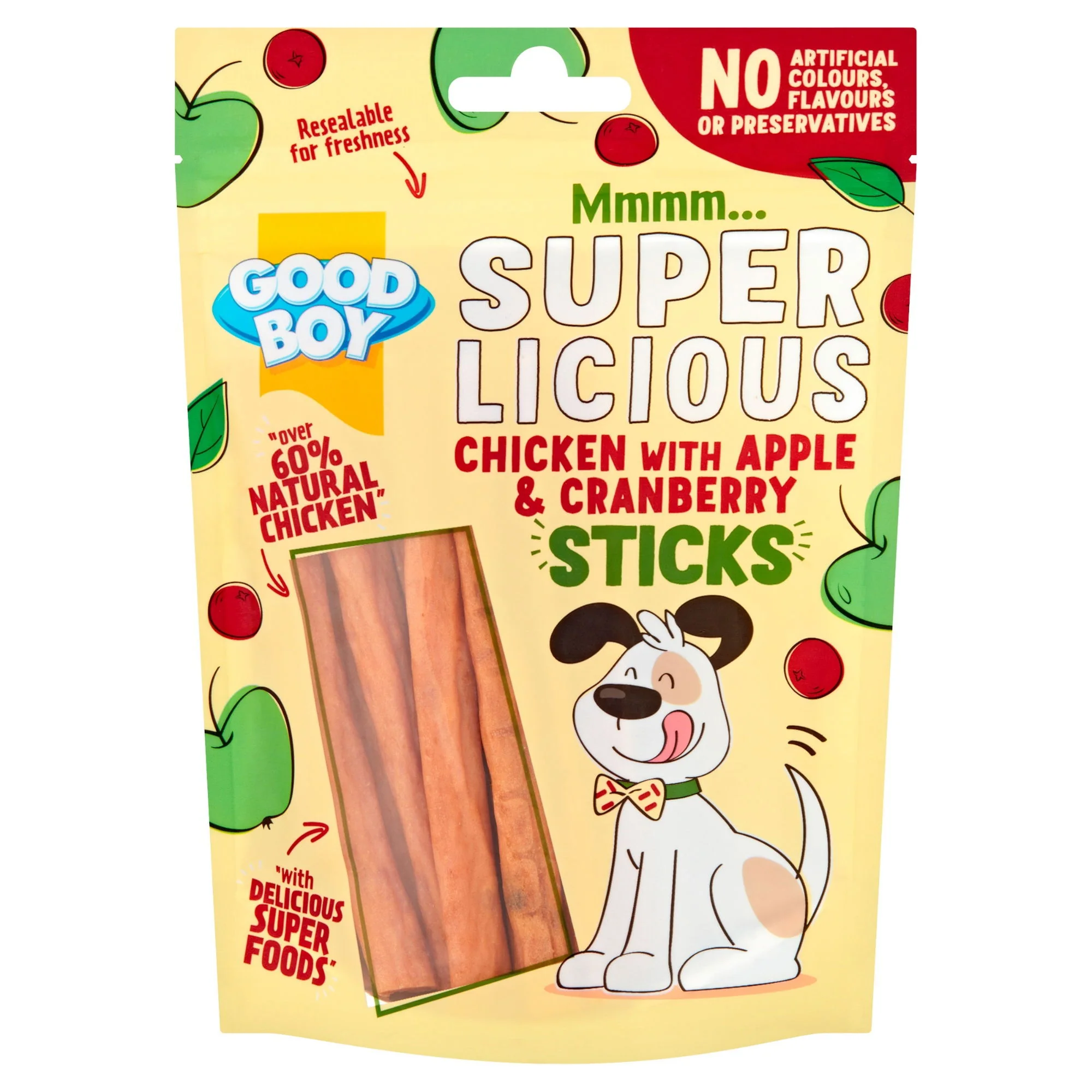 Good Boy Chicken with Apple & Cranberry Sticks 100g