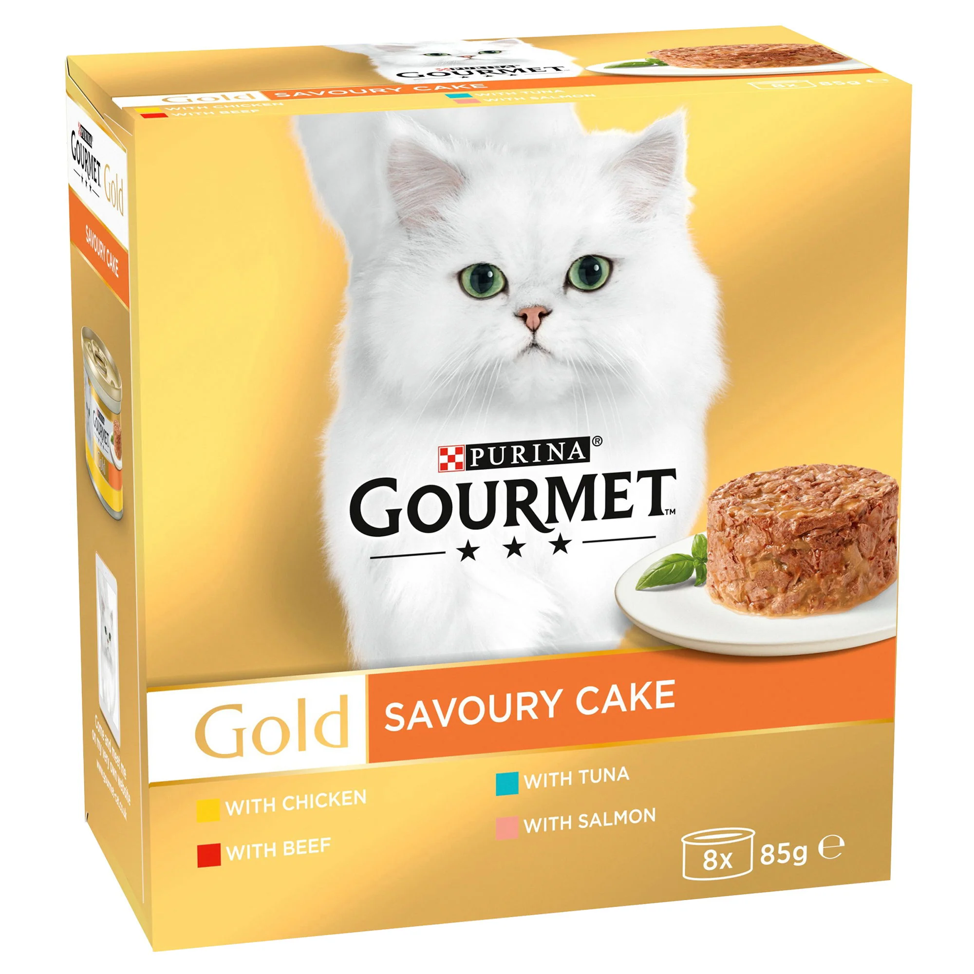 Gourmet Gold Cat Food Savoury Cake Meat and Fish 8x85g