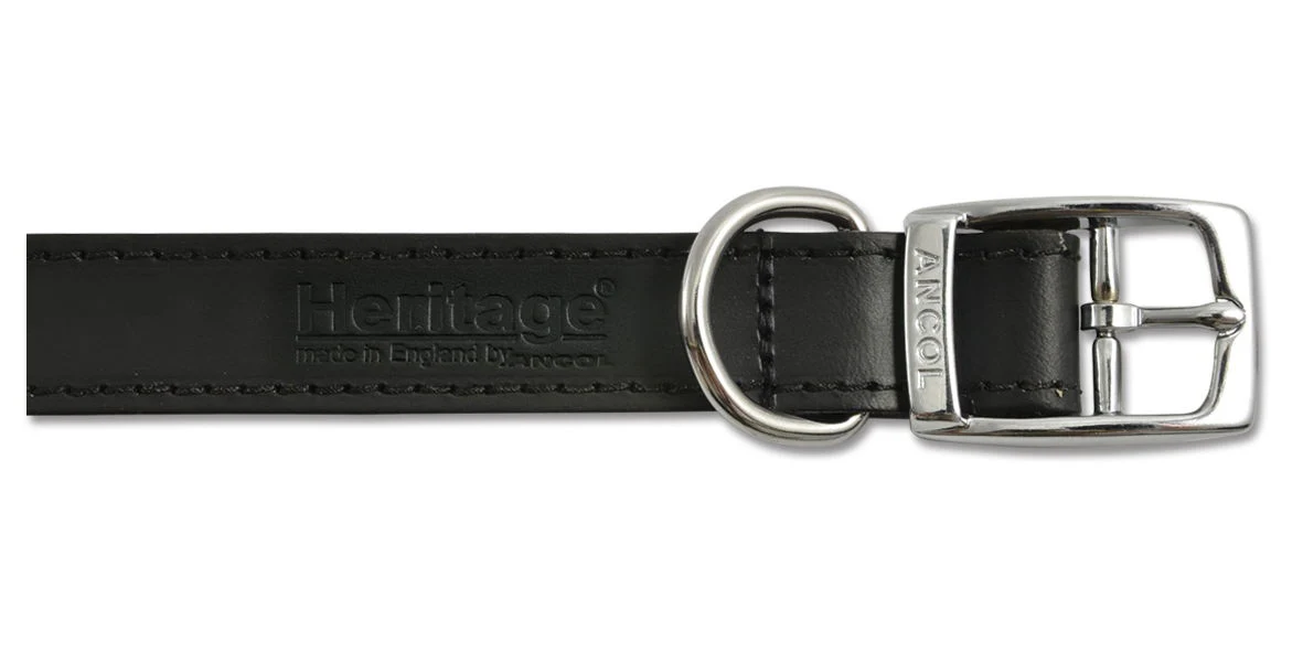 Heritage Leather Collar Black 22mm X39-48cm Sz 5