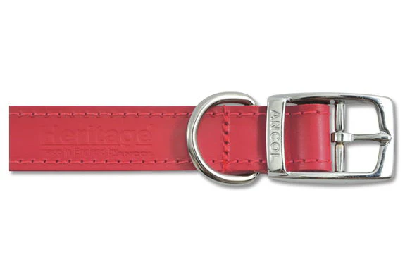 Heritage Leather Collar Red 22mm X39-48cm Sz 5