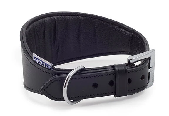 Heritage Leather Padded Greyhound Collar Black 47cm/19"