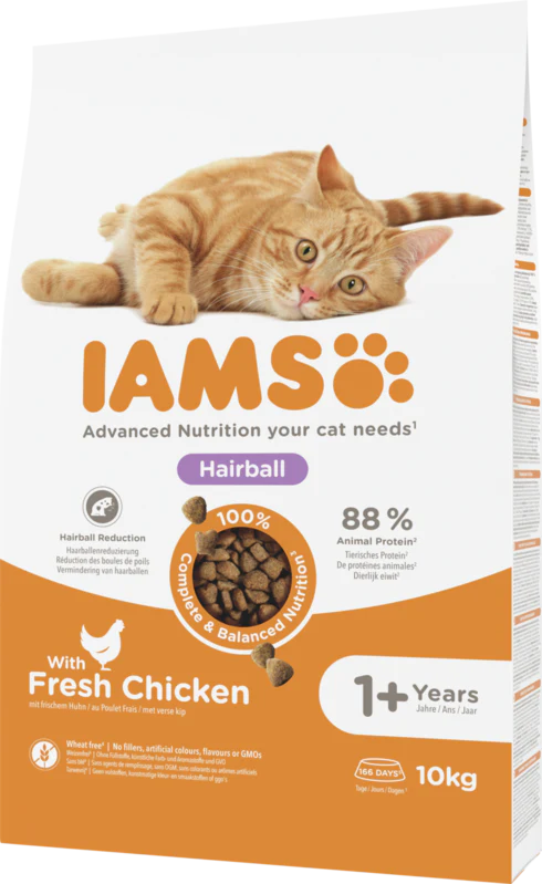 IAMS Advanced Nutrition Hairball Cat Food with Fresh Chicken 10kg - Image 2