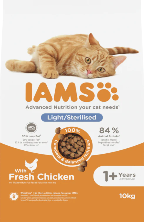 IAMS Advanced Nutrition Light/Sterilised Cat Food with Fresh Chicken 10kg