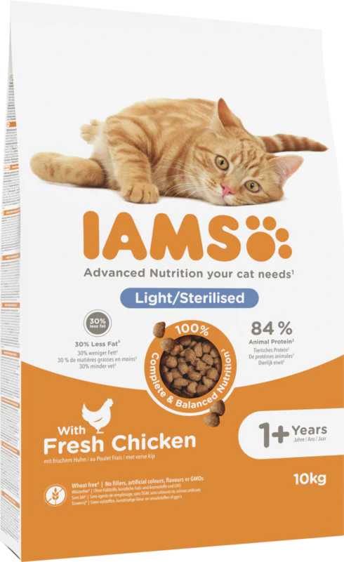 IAMS Advanced Nutrition Light/Sterilised Cat Food with Fresh Chicken 10kg - Image 2