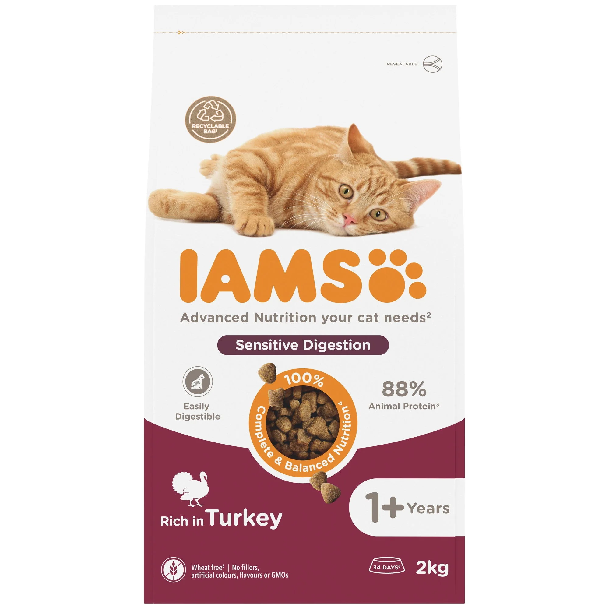 IAMS for Vitality Adult Cat Food with Turkey 2kg