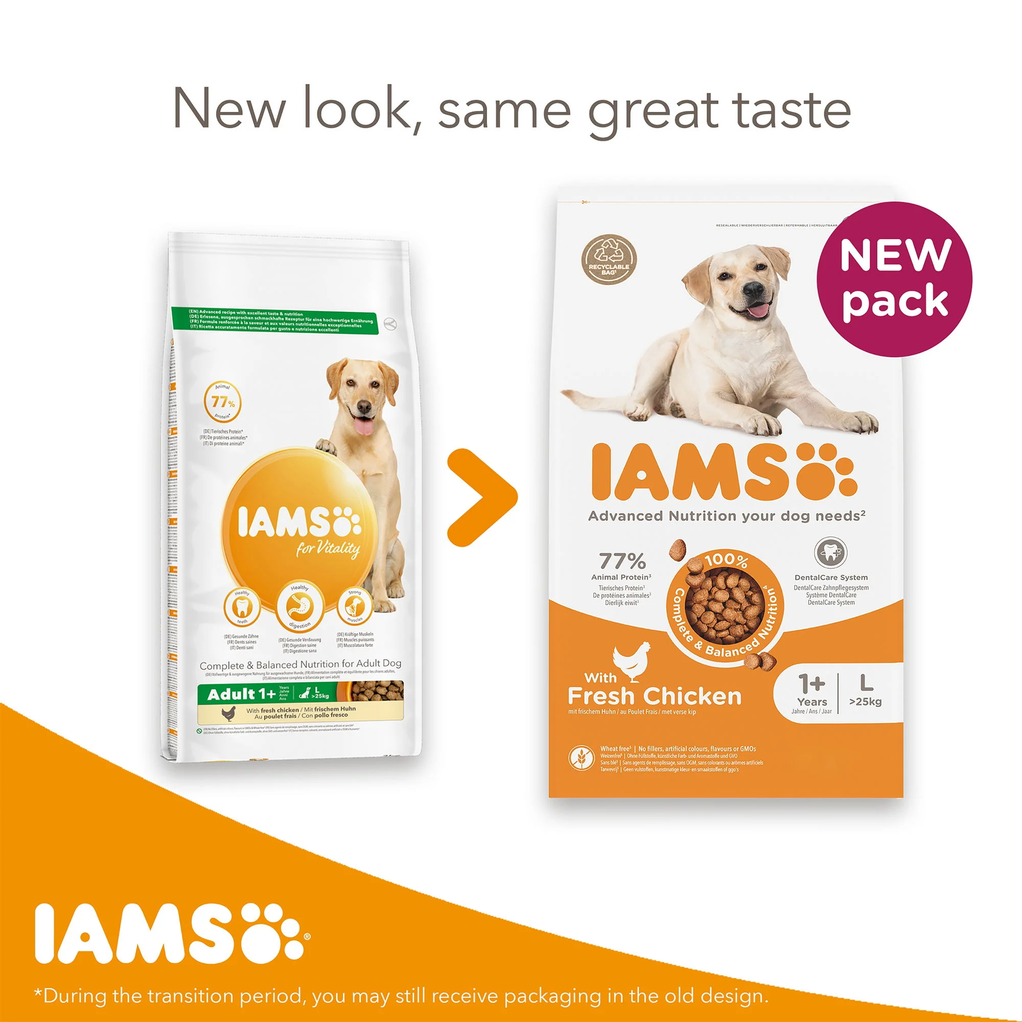Iams Vitality Adult Large Dog With Fresh Chicken 2kg - Image 3