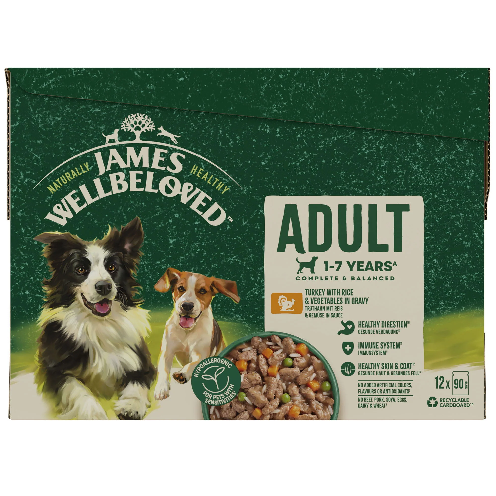 James Wellbeloved Adult Turkey in Gravy Pouch 12 x 90g Multipack