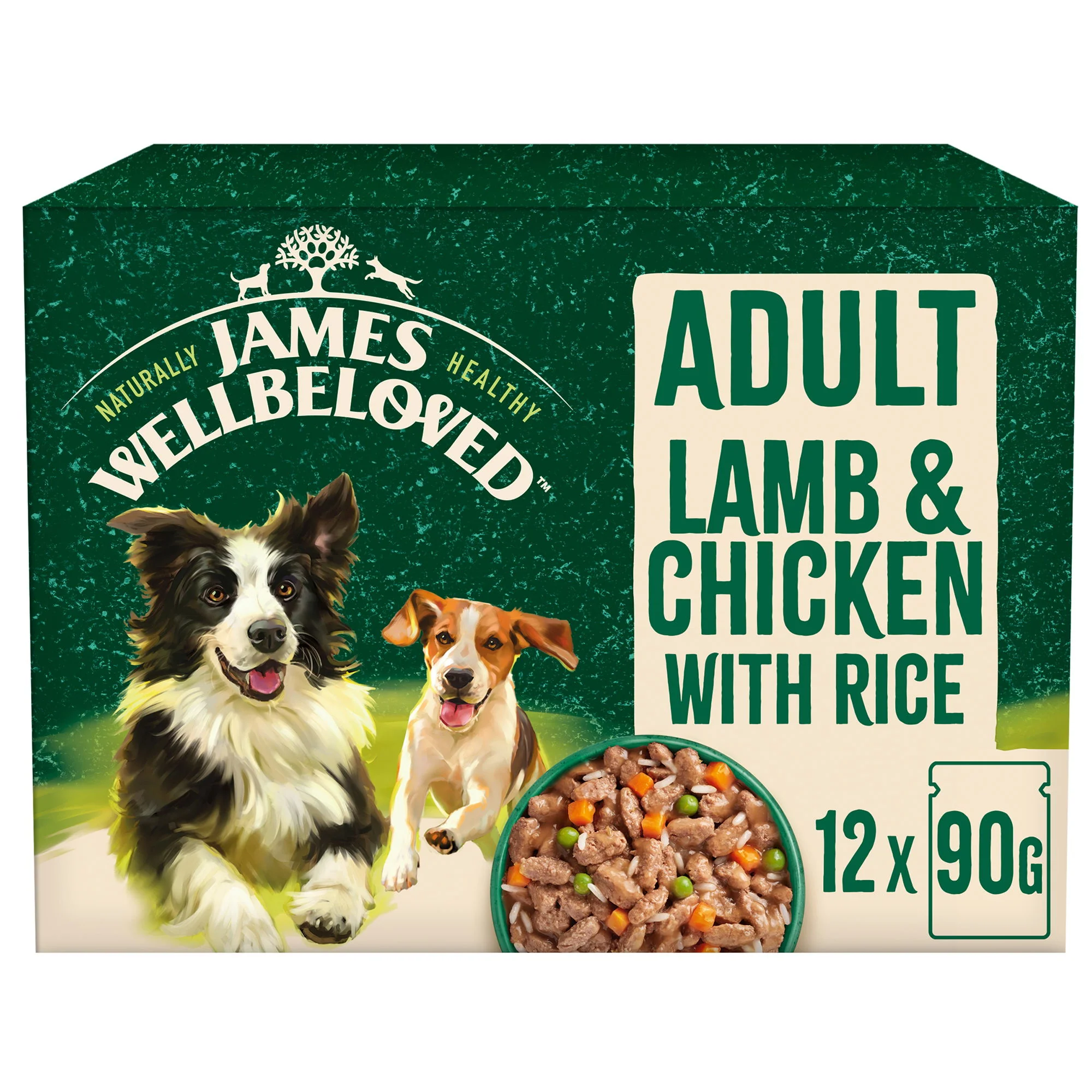 James Wellbeloved Adult Wet Dog Food Lamb Chicken & Rice Gravy Pouch 12x90g - Image 2