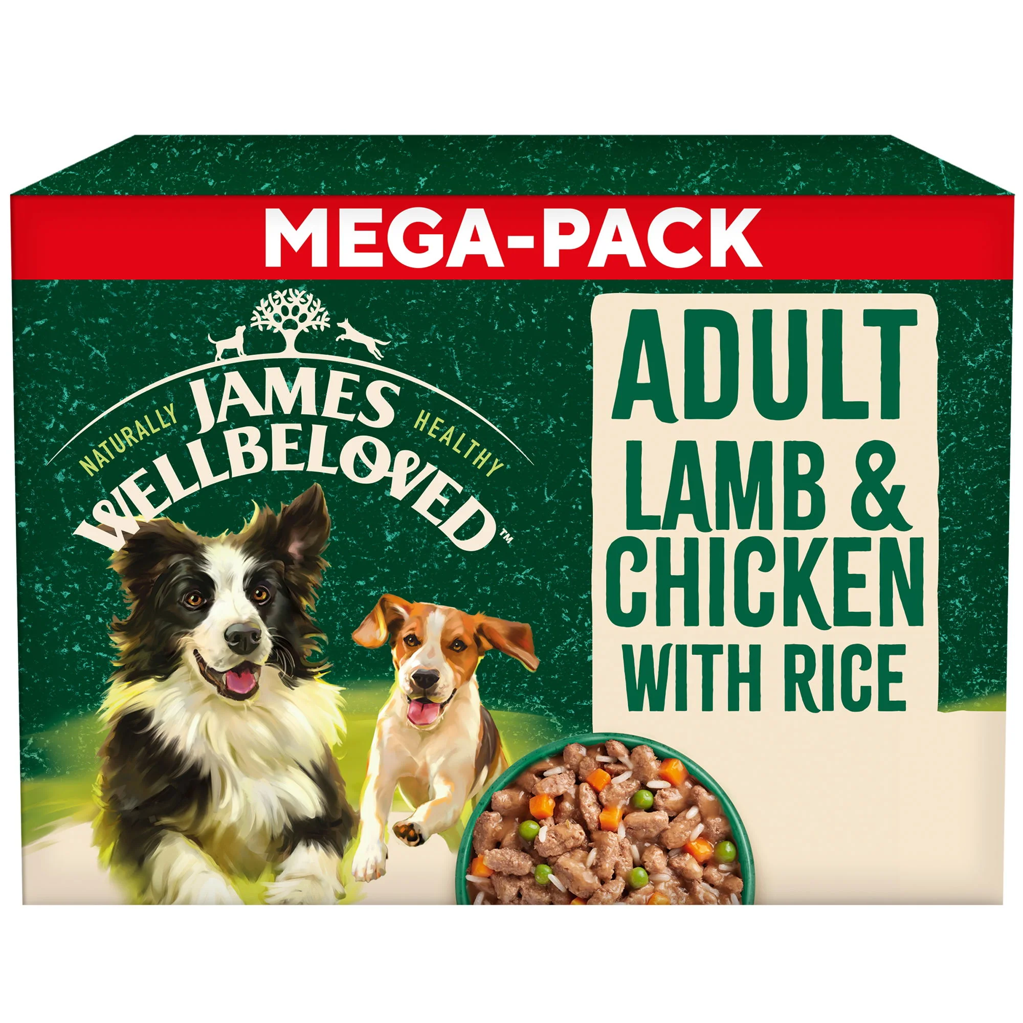James Wellbeloved Adult Wet Dog Food Lamb Chicken & Rice Pack Pouch 48x90g - Image 3
