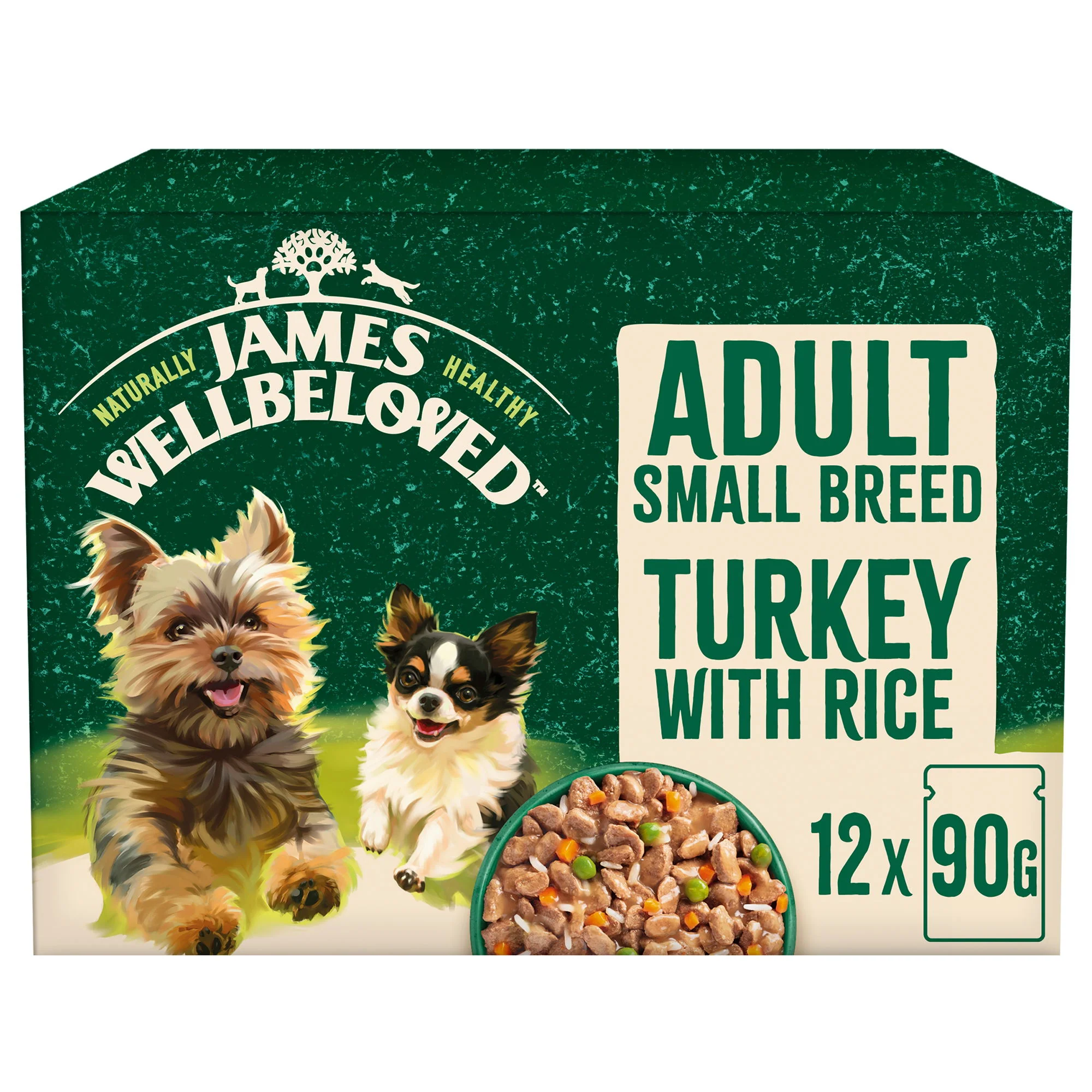 James Wellbeloved Adult Wet Dog Food Small Breed Turkey & Rice Pouch 12x90g - Image 2