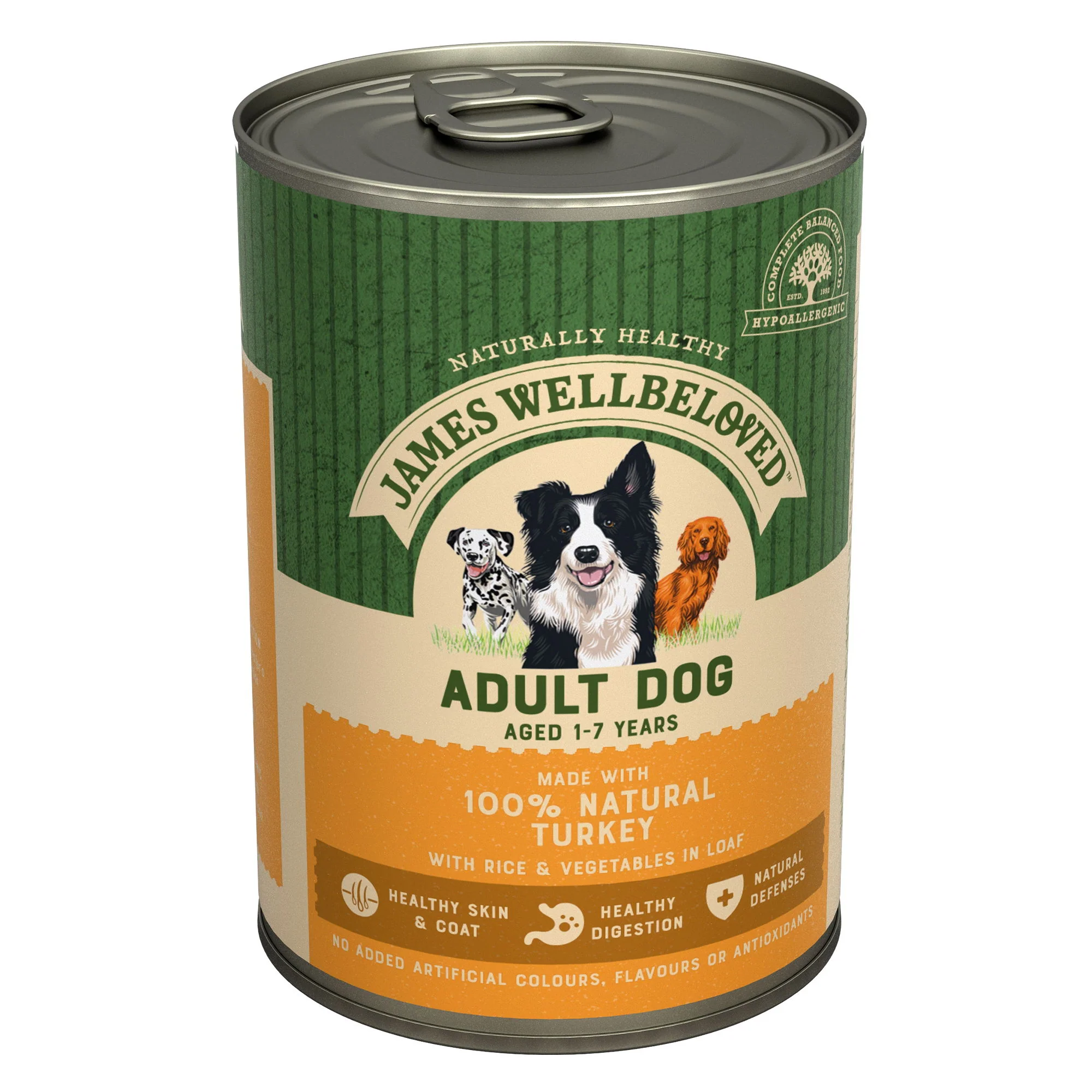 James Wellbeloved Adult Wet Dog Food Turkey & Rice in Loaf 400 g Tin - Image 2